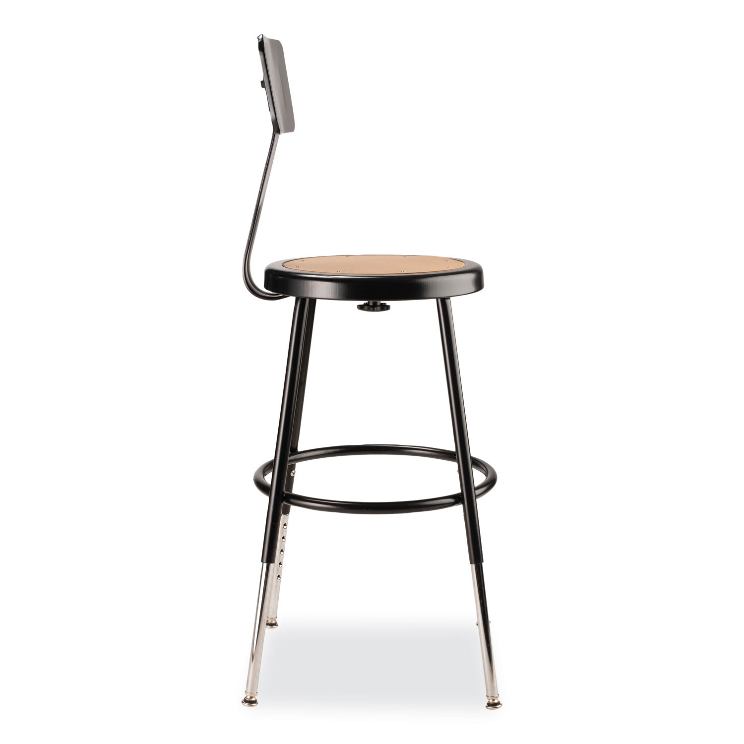 NPS® 6200 Series 19" to 27" Height Adjustable Heavy-Duty Stool with Backrest, Supports Up to 500 lb, Masonite Seat/Black Base