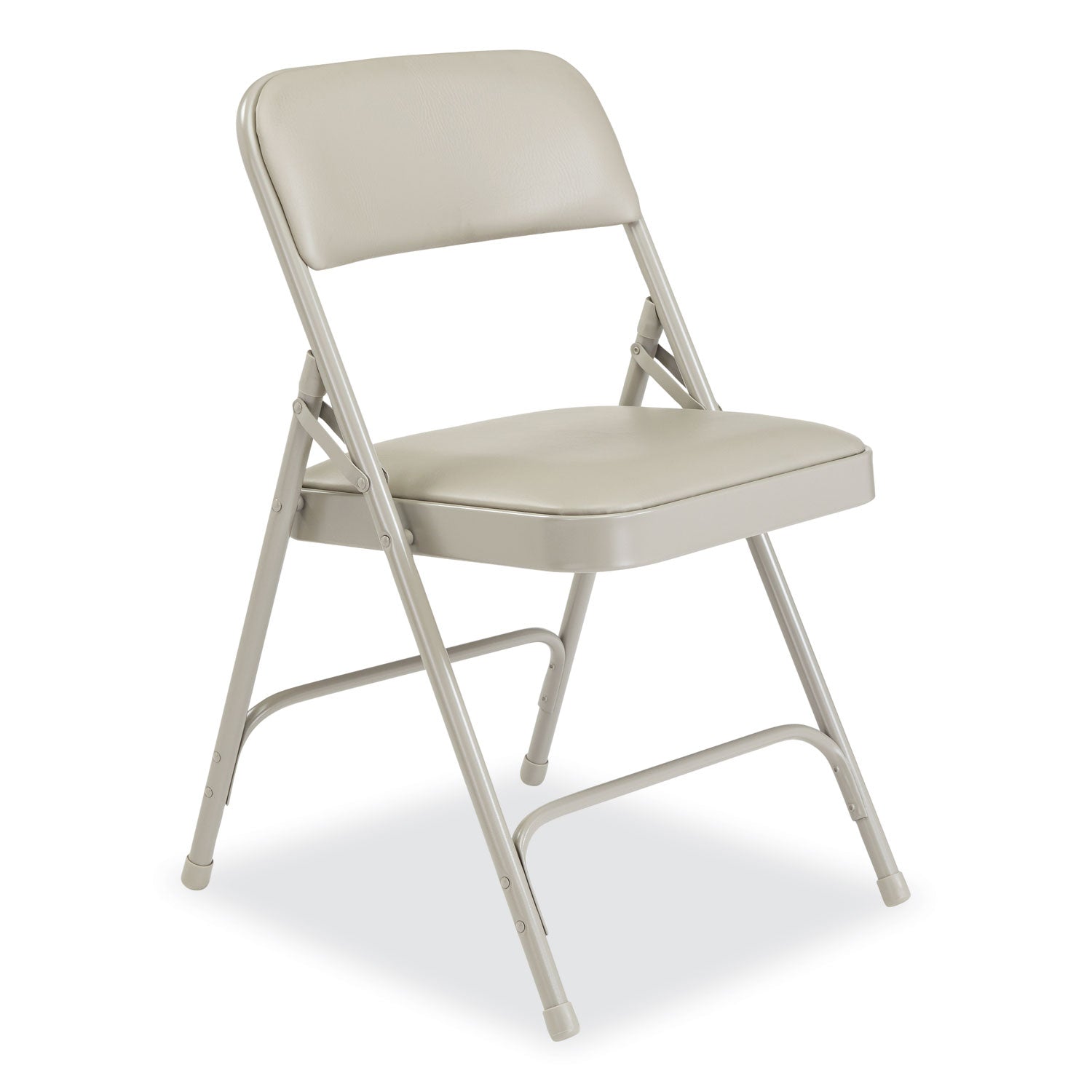 NPS® 1200 Series Premium Vinyl Dual-Hinge Folding Chair, Supports Up to 500lb, 17.75" Seat Height, Warm Gray, 4/Carton