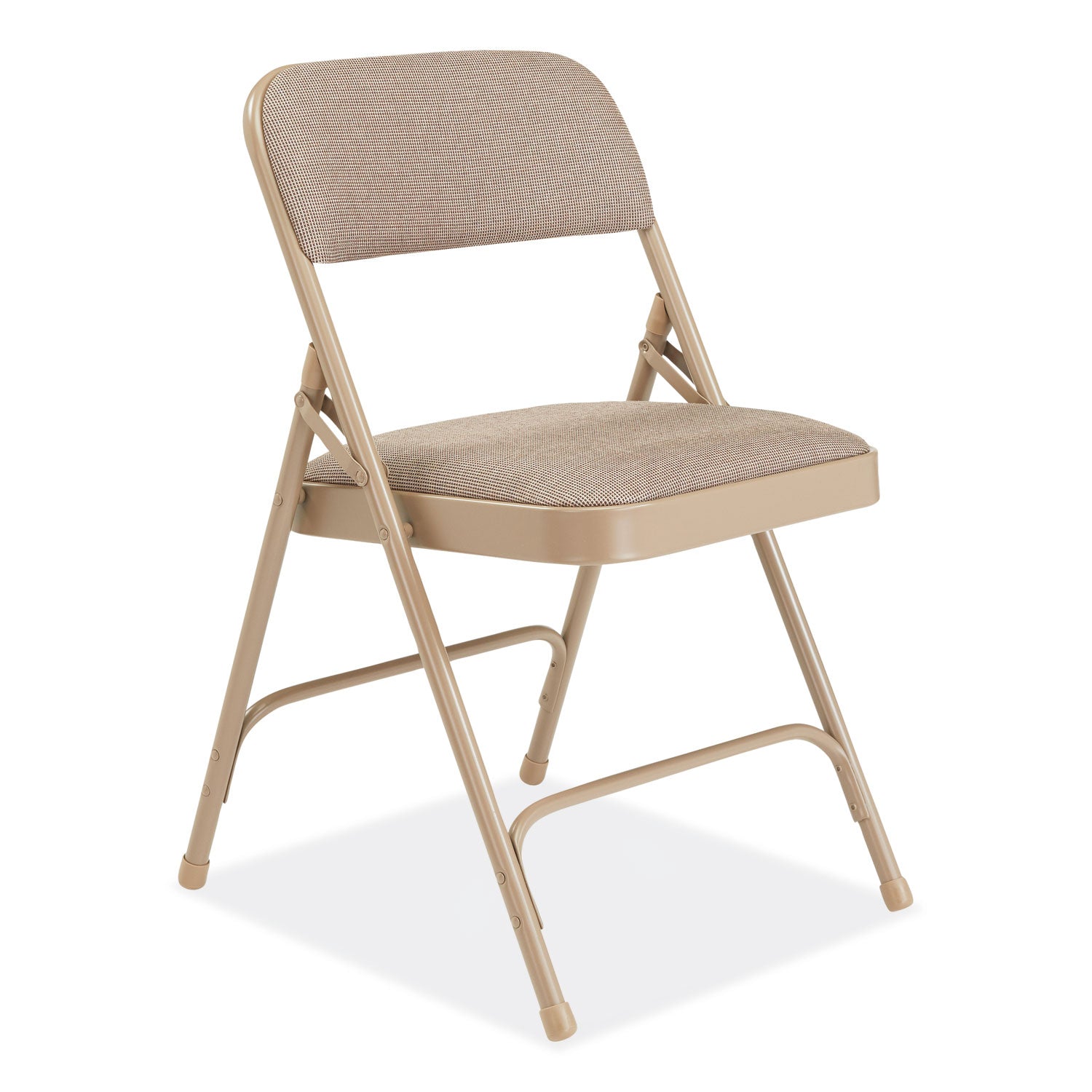 NPS® 2200 Series Deluxe Fabric Upholstered Dual-Hinge Premium Folding Chair, Supports Up to 500 lb, Cafe Beige, 4/Carton