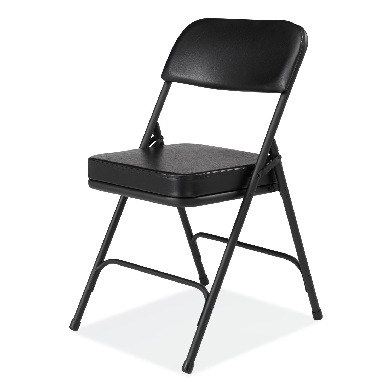 NPS® 3200 Series 2" Vinyl Upholstered Double Hinge Folding Chair, Supports Up to 300 lb, 18.5" Seat Height, Black, 2/Carton