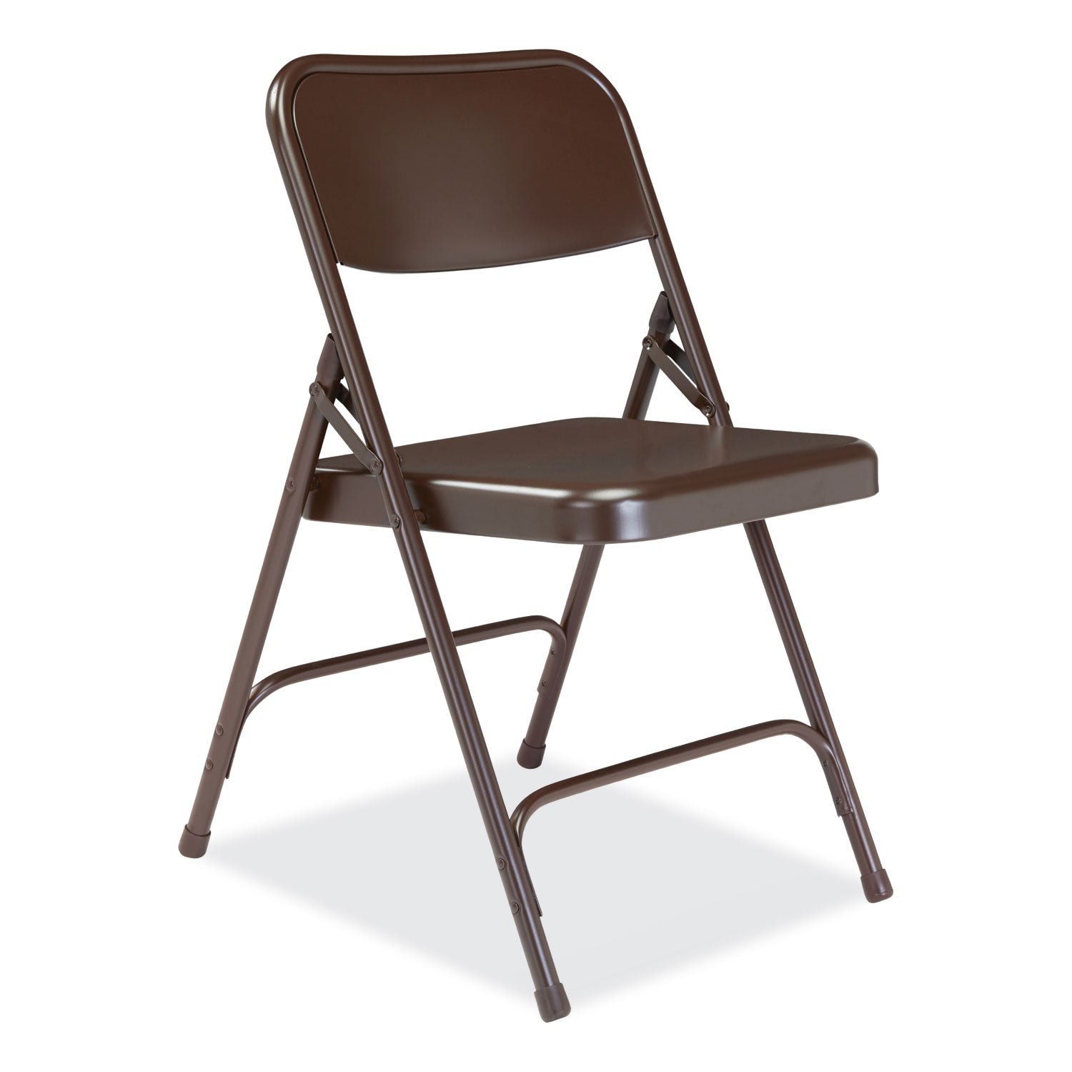 NPS® 200 Series Premium All-Steel Double Hinge Folding Chair, Supports Up to 500 lb, 17.25" Seat Height, Brown, 4/Carton