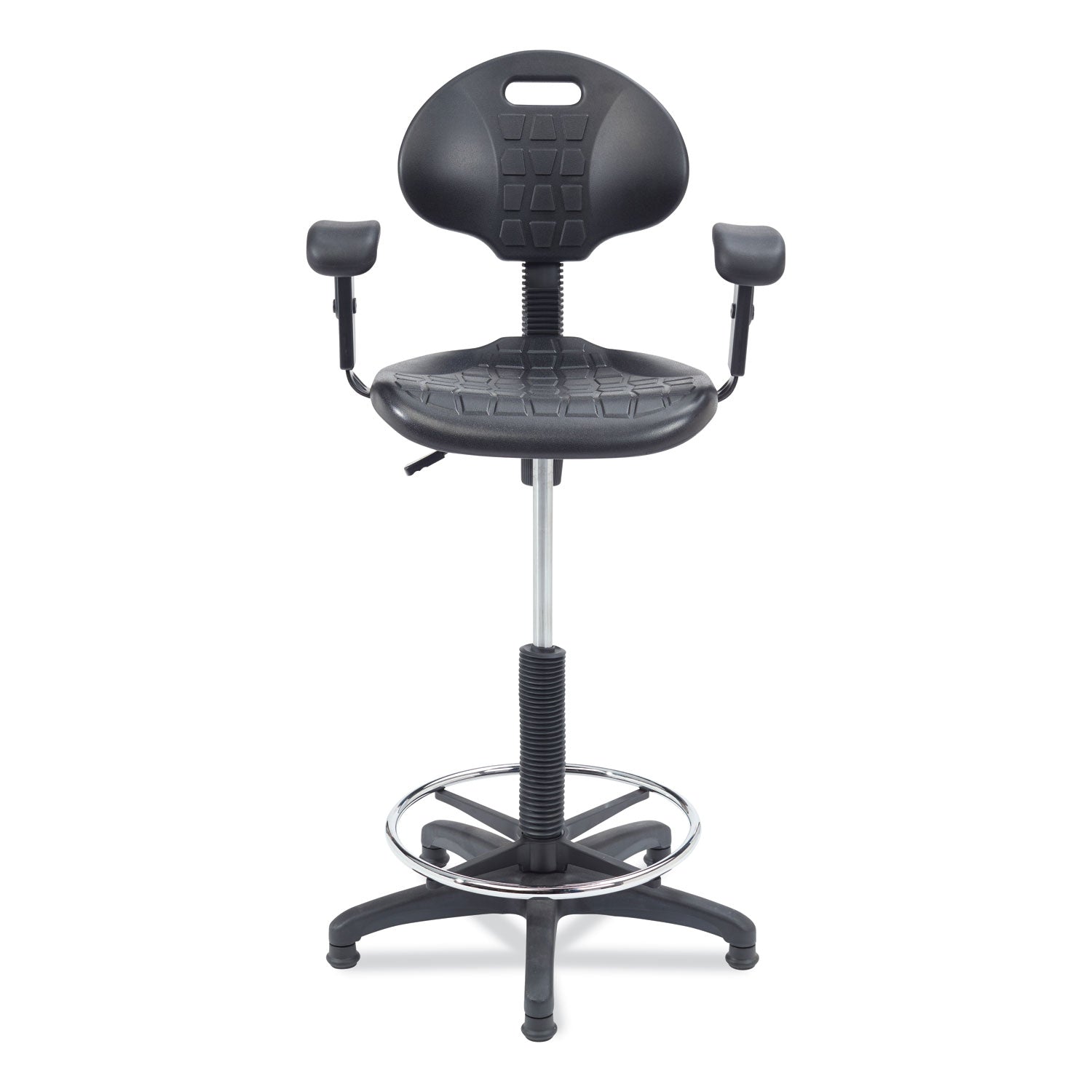 6700 Series Polyurethane Adj Height Task Chair w/Arms, Supports Up to 300 lb, 22" to 32" Seat Height, Black Seat, Black Base NPS® Flipcost