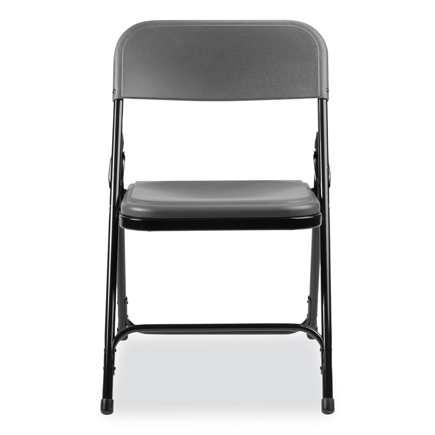 800 Series Plastic Folding Chair, Supports Up to 500 lb, 18" Seat Height, Charcoal Seat, Charcoal Back, Black Base, 4/Carton NPS® Flipcost