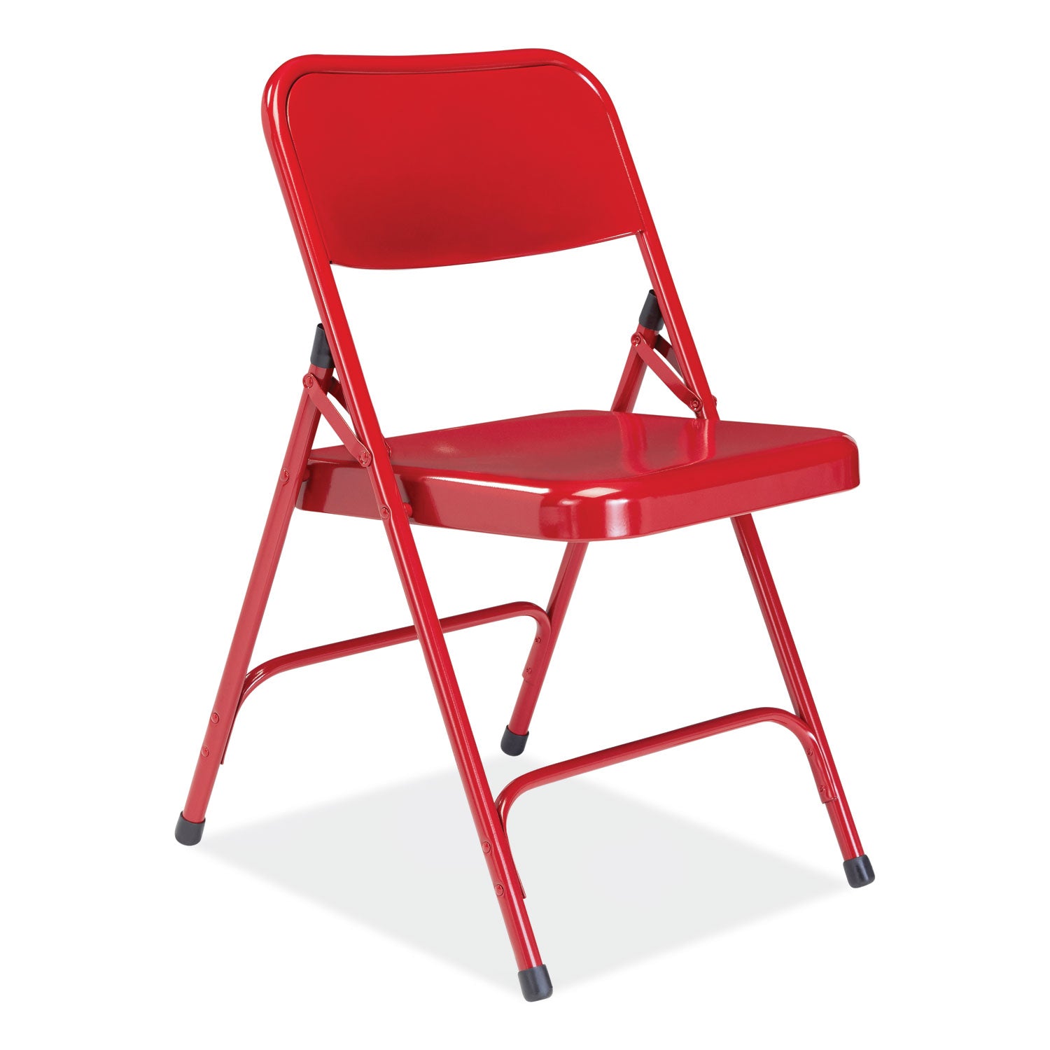 NPS® 200 Series Premium All-Steel Double Hinge Folding Chair, Supports Up to 500 lb, 17.25" Seat Height, Red, 4/Carton