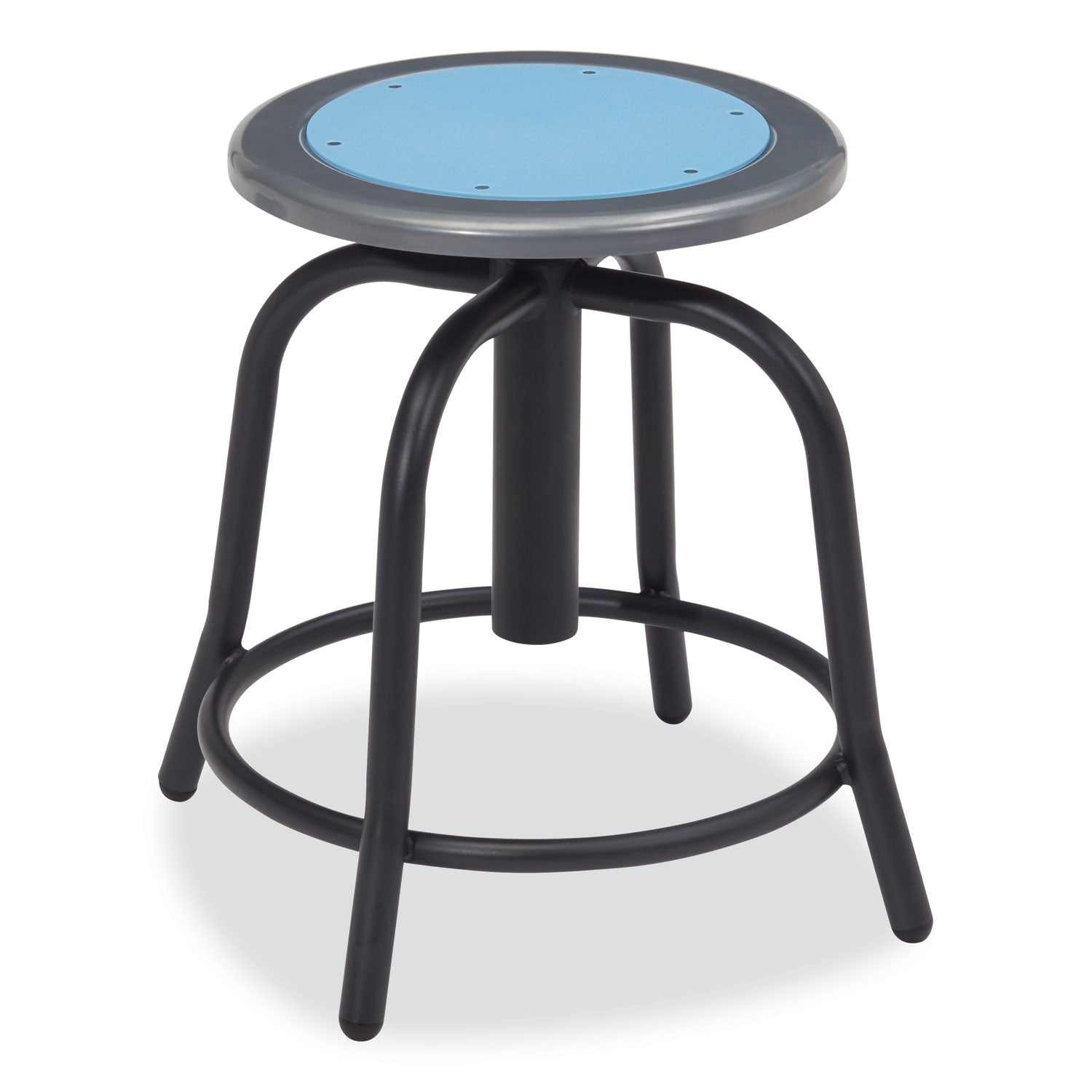 6800 Series Height Adjustable Metal Seat Stool, Supports Up to 300 lb, 18" to 24" Seat Height, Blueberry Seat/Black Base