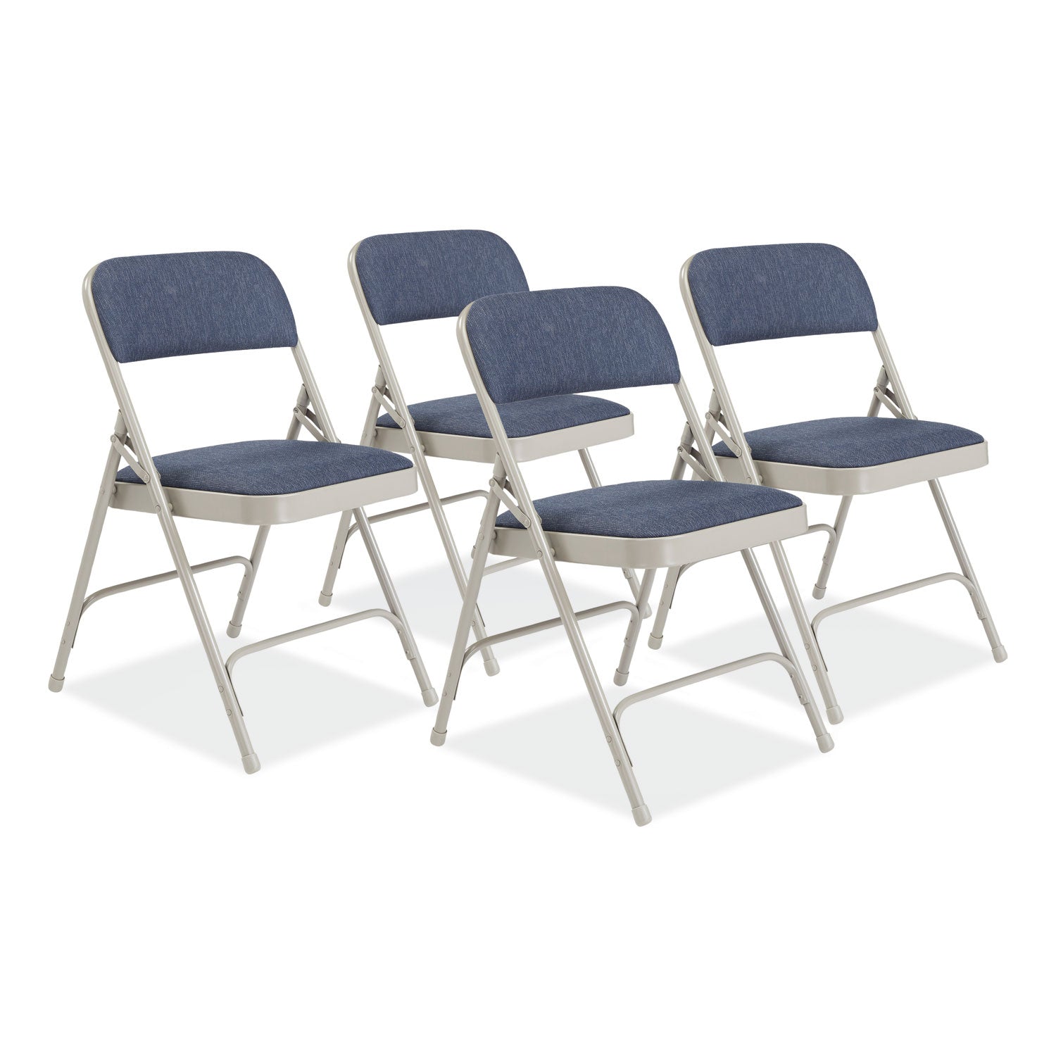 2200 Series Fabric Dual-Hinge Premium Folding Chair, Supports Up to 500 lb, Blue Seat, Blue Back, Gray Base, 4/Carton