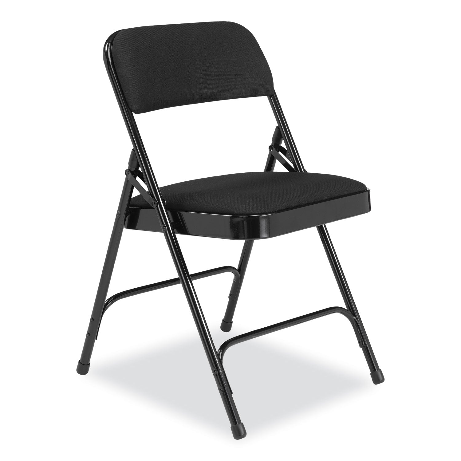 NPS® 2200 Series Fabric Dual-Hinge Folding Chair, Supports 500 lb, Midnight Black Seat/Back, Black Base, 4/Carton