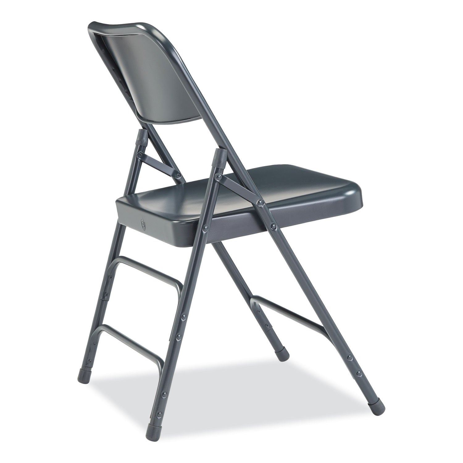 NPS® 300 Series Deluxe All-Steel Triple Brace Folding Chair, Supports Up to 480 lb, 17.25" Seat Height, Blue, 4/Carton