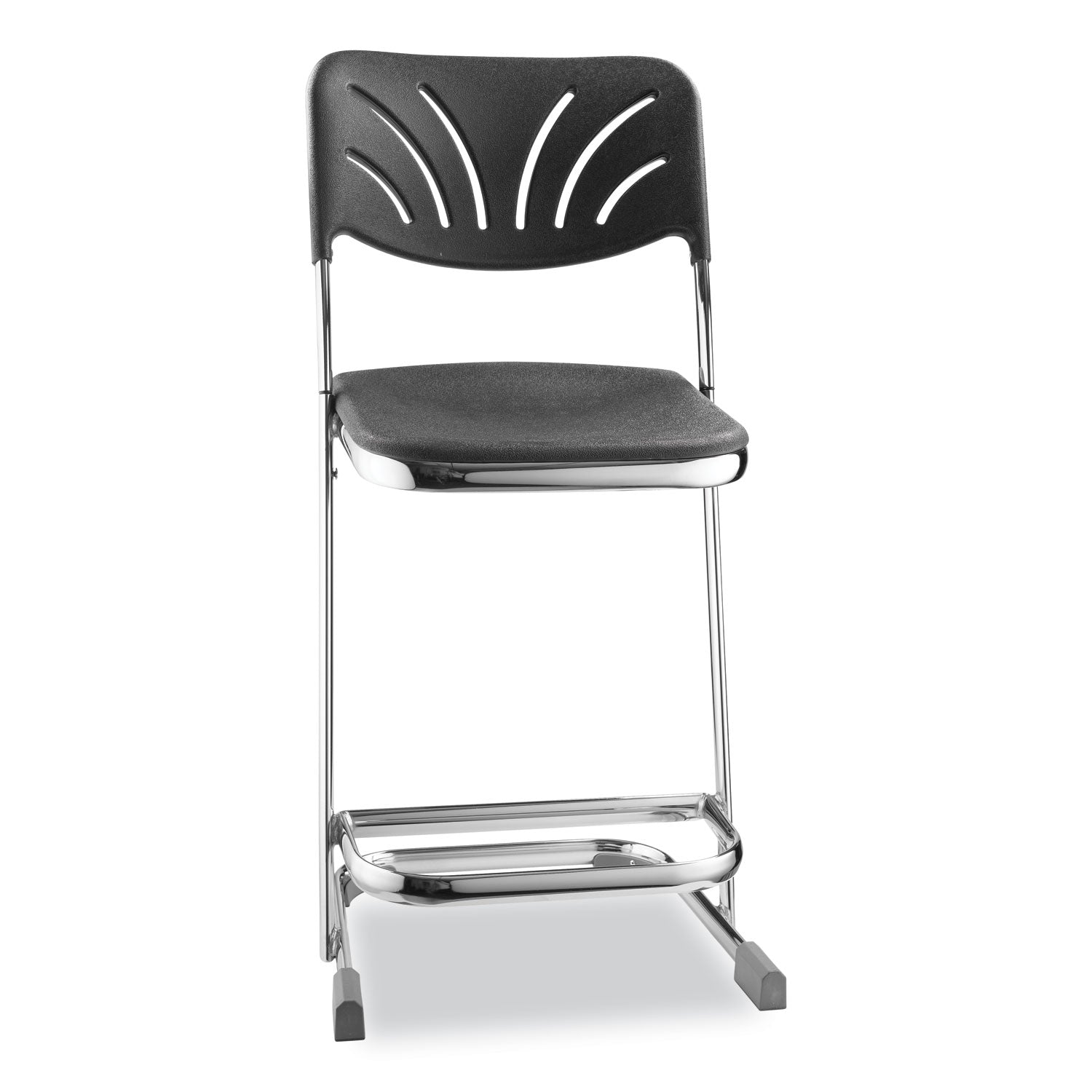 NPS® 6600 Series Elephant Z-Stool With Backrest, Supports Up to 500 lb, 22" Seat Height, Black Seat, Black Back, Chrome Frame