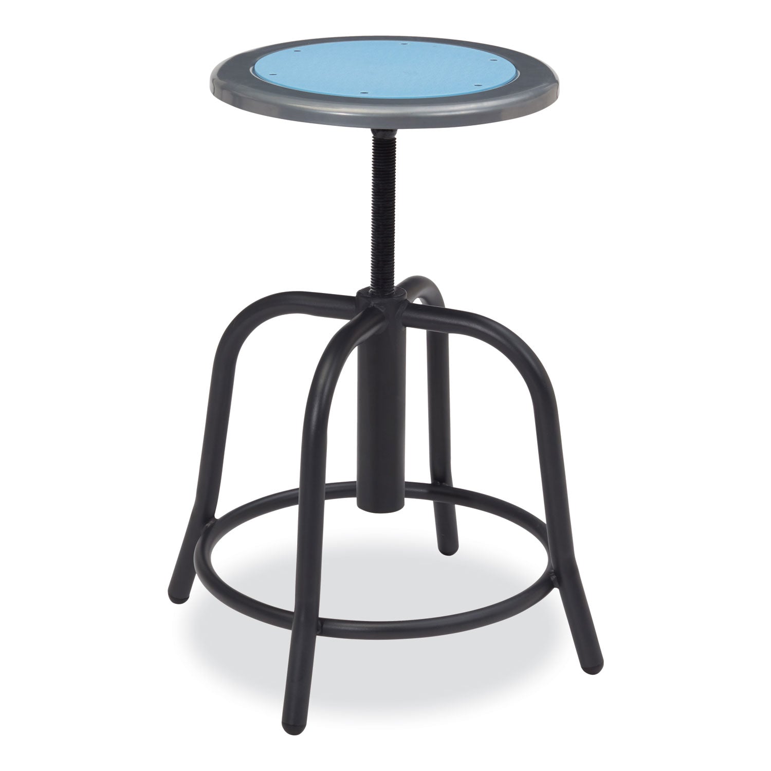 NPS® 6800 Series Height Adjustable Metal Seat Stool, Supports Up to 300 lb, 18" to 24" Seat Height, Blueberry Seat/Black Base