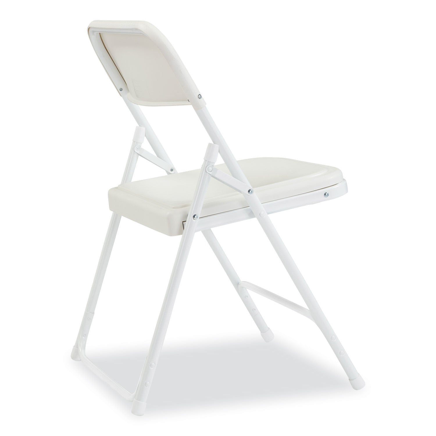 NPS® 800 Series Plastic Folding Chair, Supports Up to 500 lb, 18" Seat Height, Bright White Seat, White Base, 4/Carton