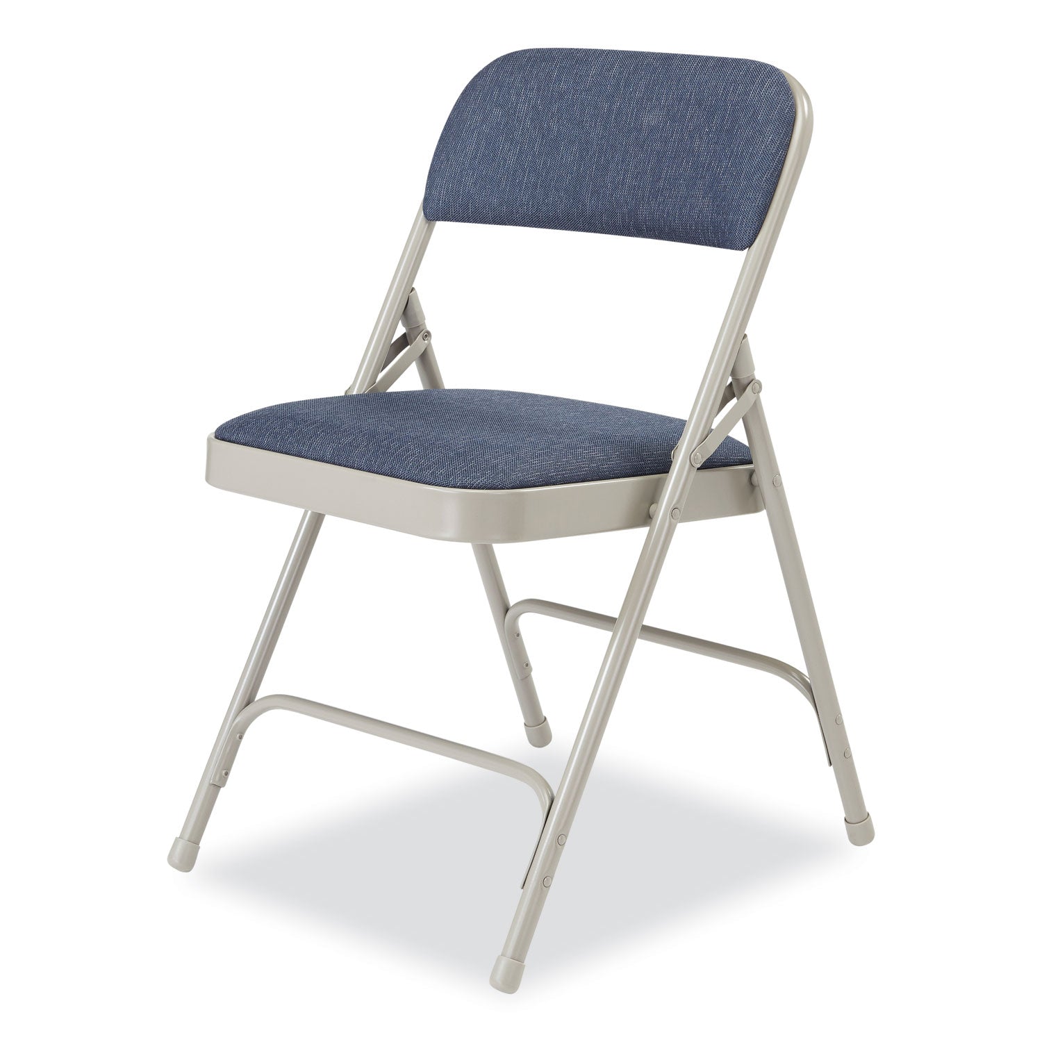 NPS® 2200 Series Fabric Dual-Hinge Premium Folding Chair, Supports Up to 500 lb, Blue Seat, Blue Back, Gray Base, 4/Carton