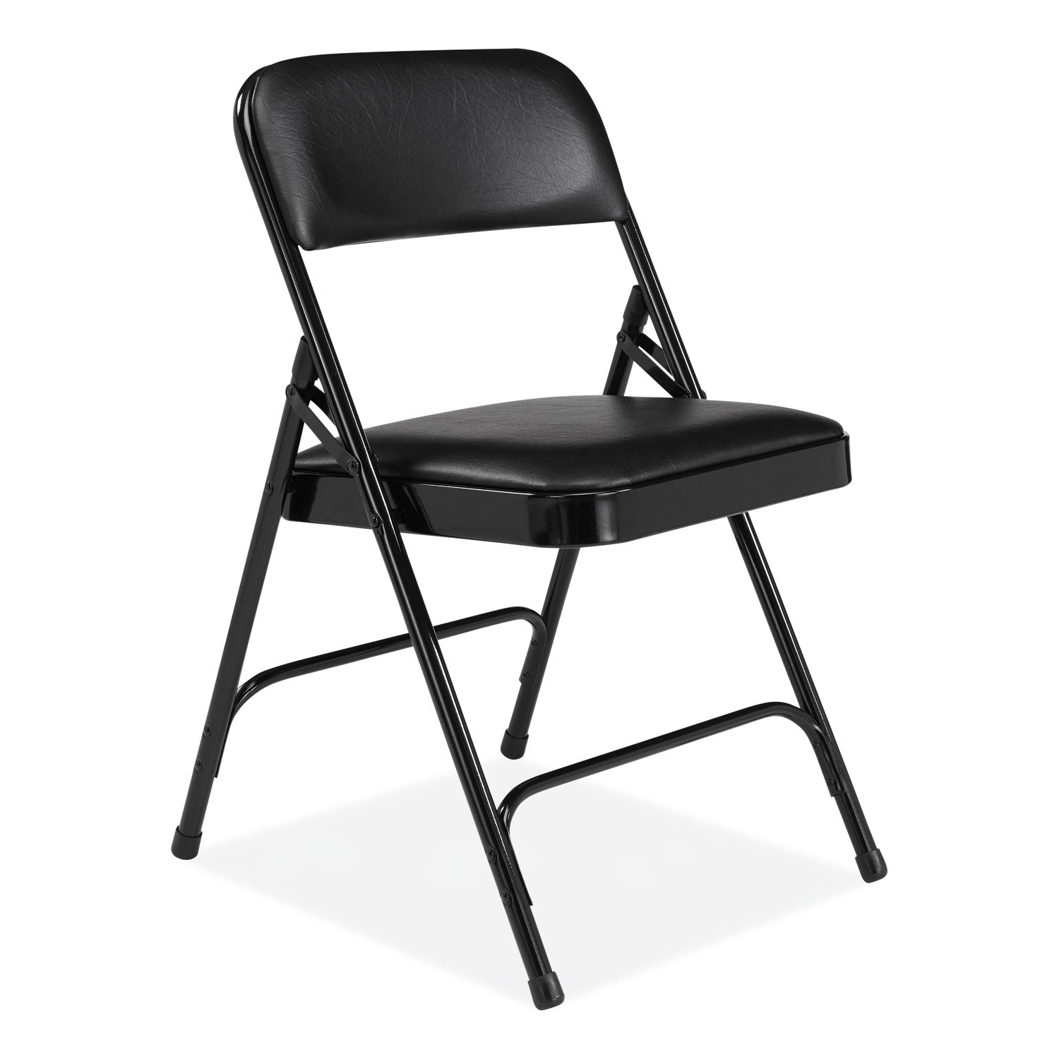 NPS® 1200 Series Premium Vinyl Dual-Hinge Folding Chair, Supports Up to 500 lb, 17.75" Seat Height, Caviar Black, 4/Carton