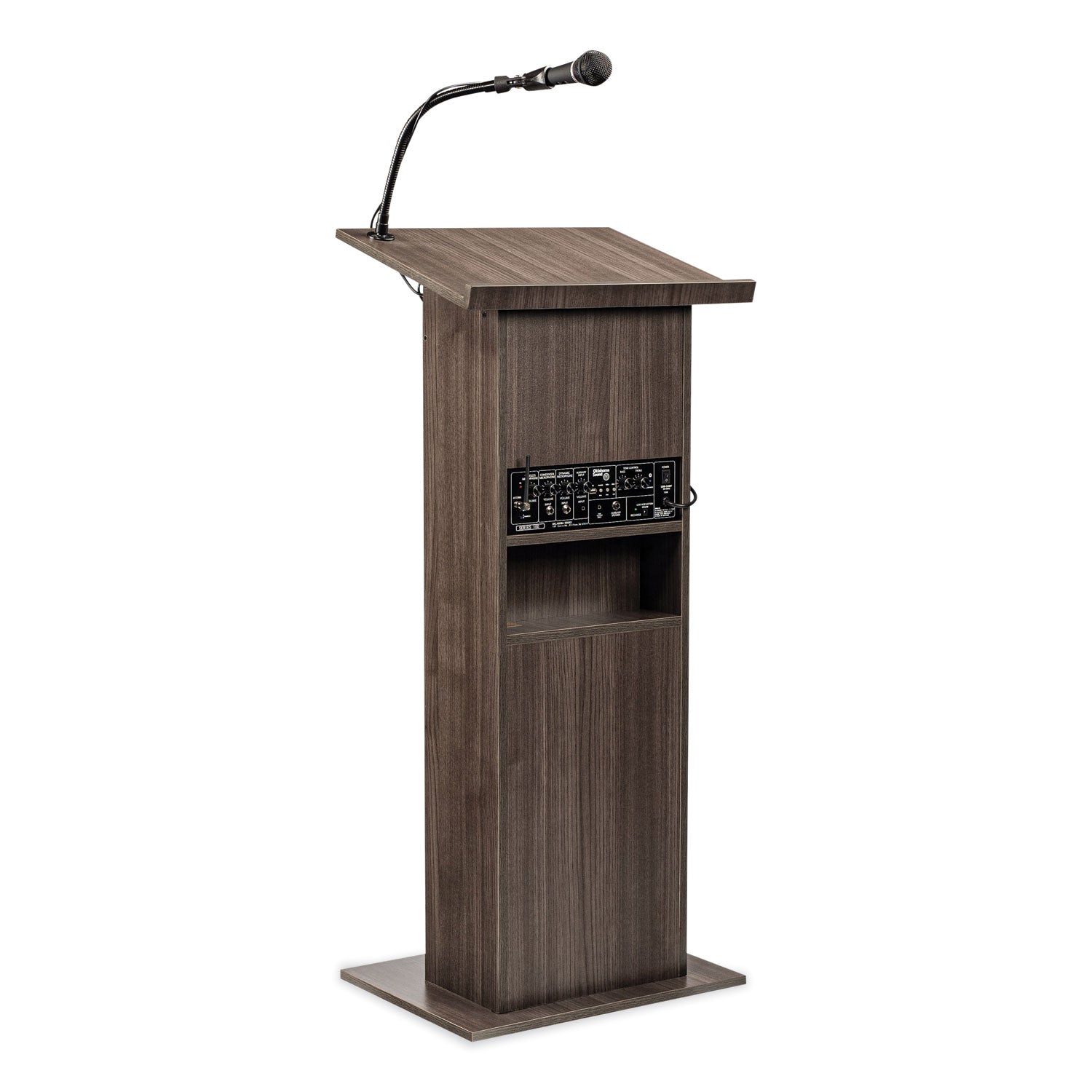 Oklahoma Sound® Power Plus Lectern, 22 x 17 x 46, Ribbonwood