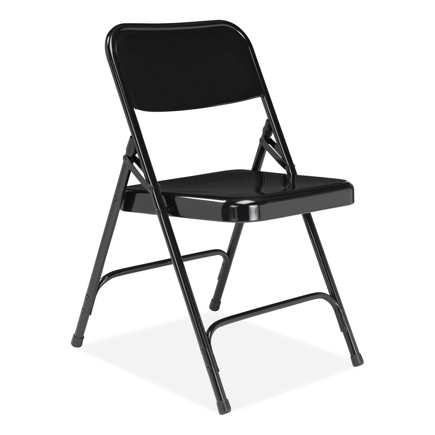 NPS® 200 Series Premium All-Steel Double Hinge Folding Chair, Supports Up to 500 lb, 17.25" Seat Height, Black, 4/Carton