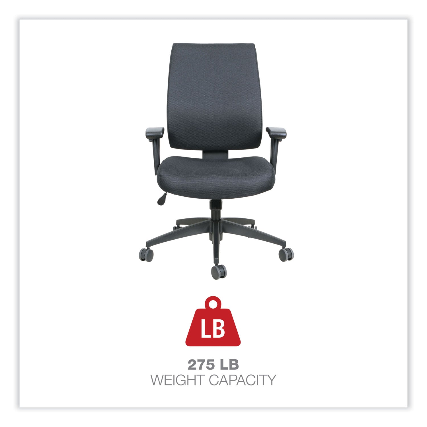 Alera® Alera Wrigley Series High Performance Mid-Back Synchro-Tilt Task Chair, Supports 275 lb, 17.91" to 21.88" Seat Height, Black