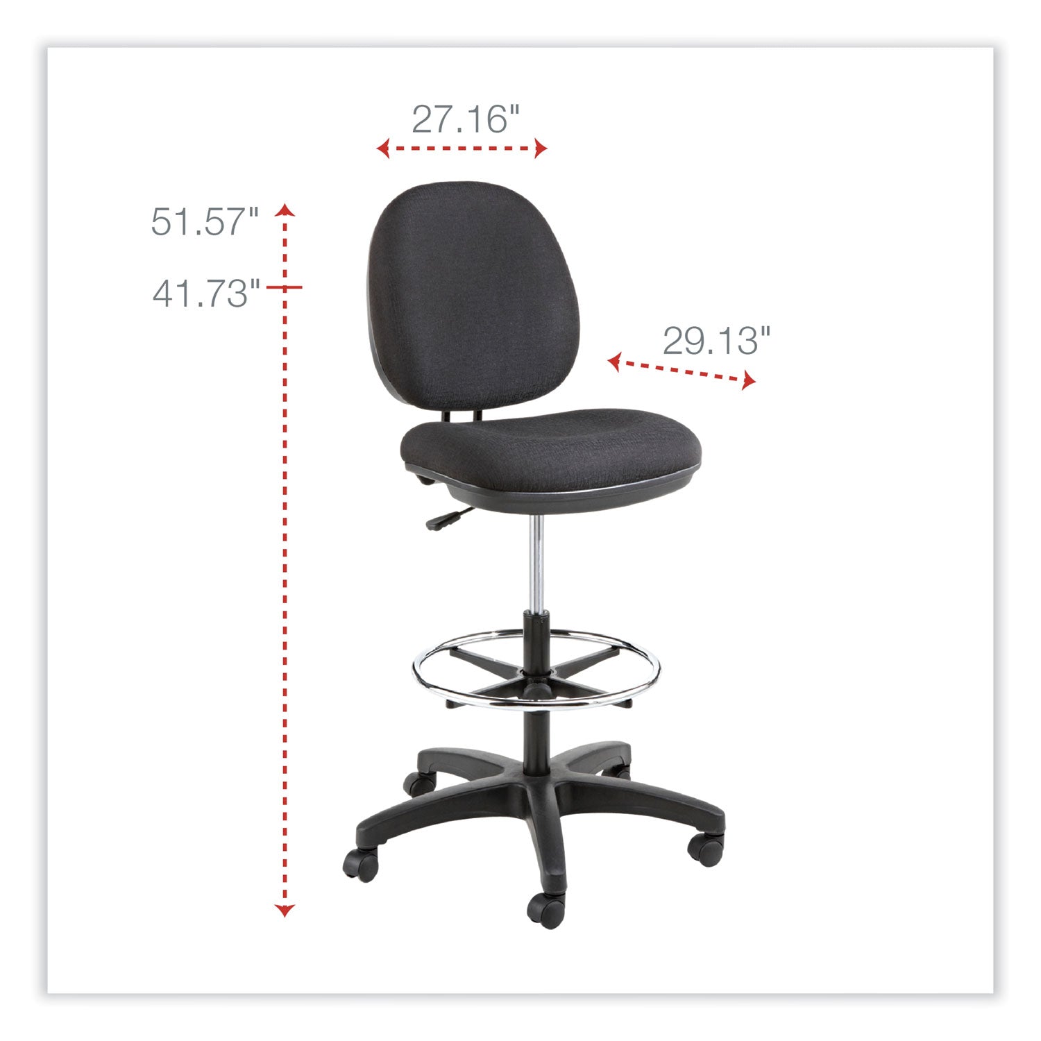 Alera® Alera Interval Series Swivel Task Stool, Supports Up to 275 lb, 23.93" to 34.53" Seat Height, Black Fabric