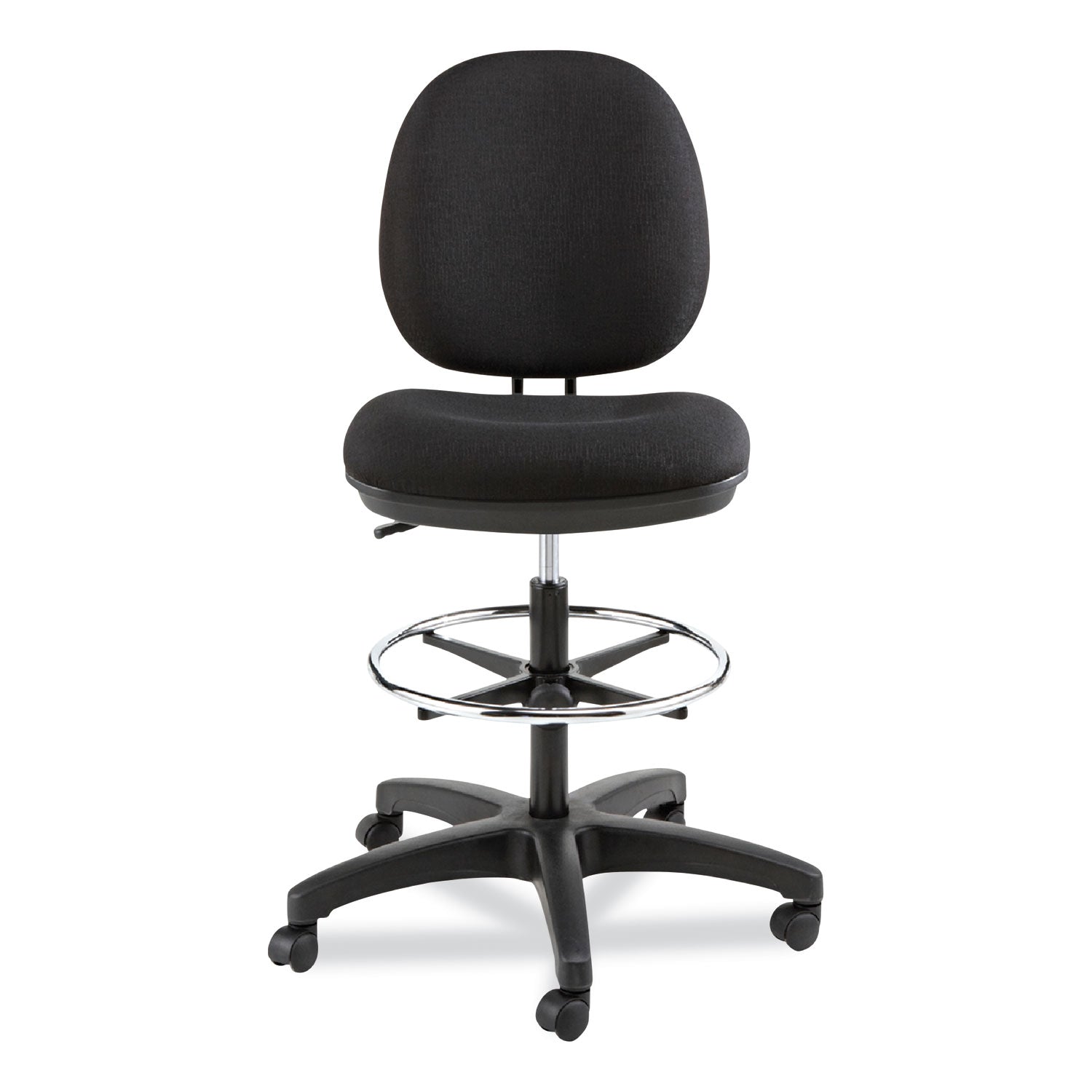 Alera® Alera Interval Series Swivel Task Stool, Supports Up to 275 lb, 23.93" to 34.53" Seat Height, Black Fabric