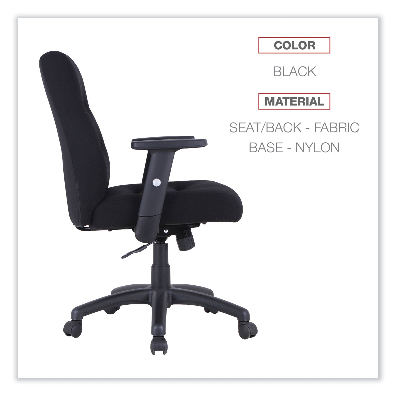 Alera® Alera Kesson Series Petite Office Chair, Supports Up to 300 lb, 17.71" to 21.65" Seat Height, Black