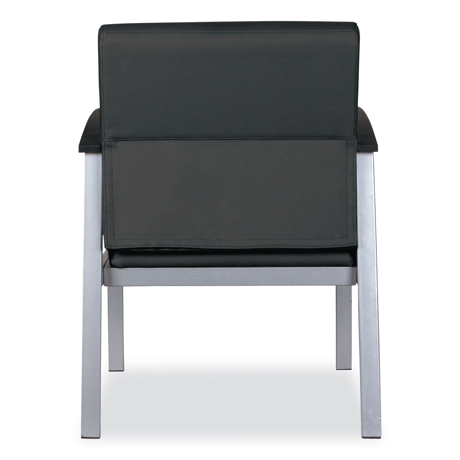 Alera® Alera metaLounge Series Mid-Back Guest Chair, 24.6" x 26.96" x 33.46", Black Seat, Black Back, Silver Base