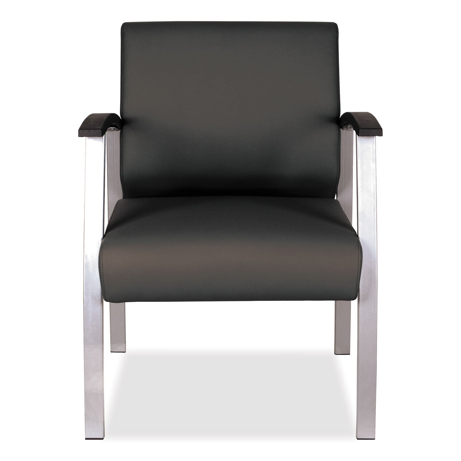 Alera® Alera metaLounge Series Mid-Back Guest Chair, 24.6" x 26.96" x 33.46", Black Seat, Black Back, Silver Base