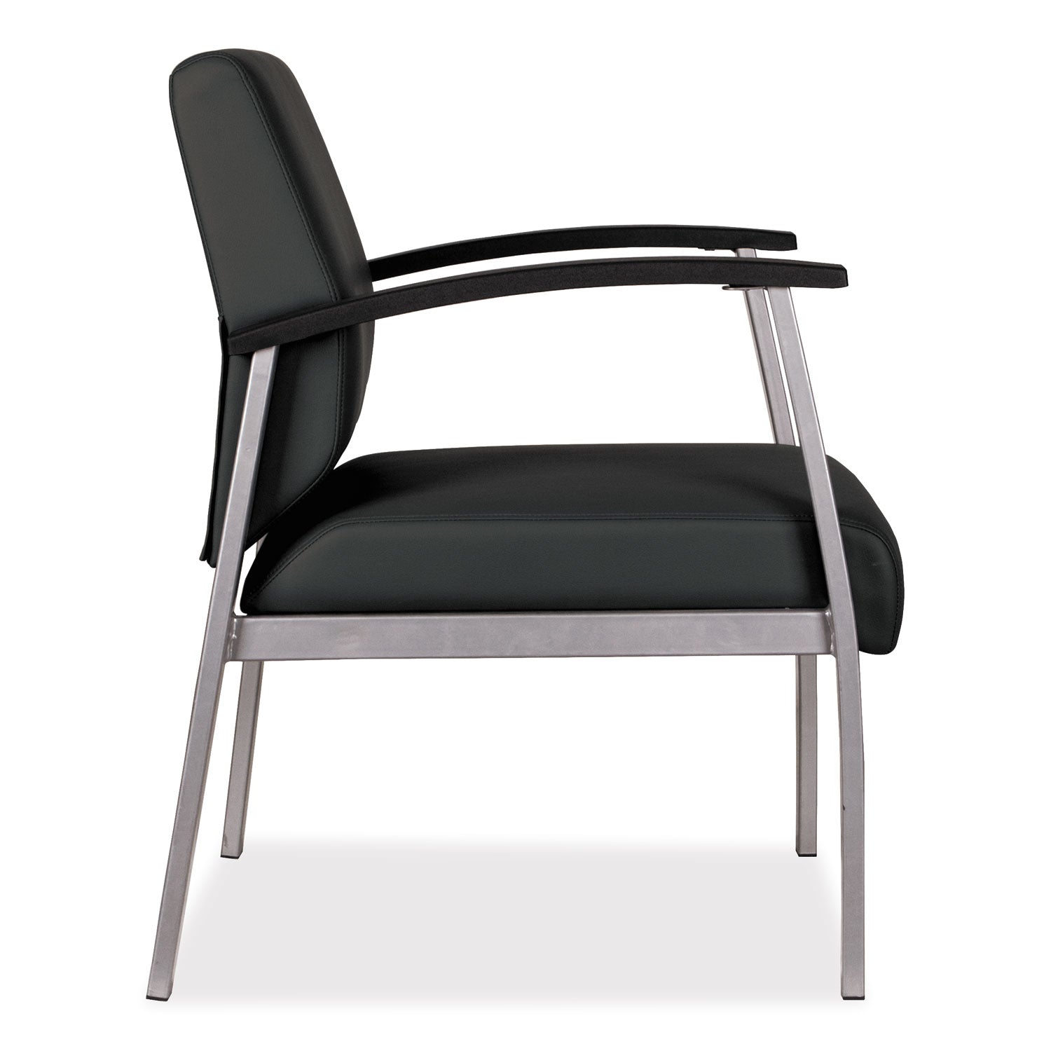 Alera® Alera metaLounge Series Mid-Back Guest Chair, 24.6" x 26.96" x 33.46", Black Seat, Black Back, Silver Base