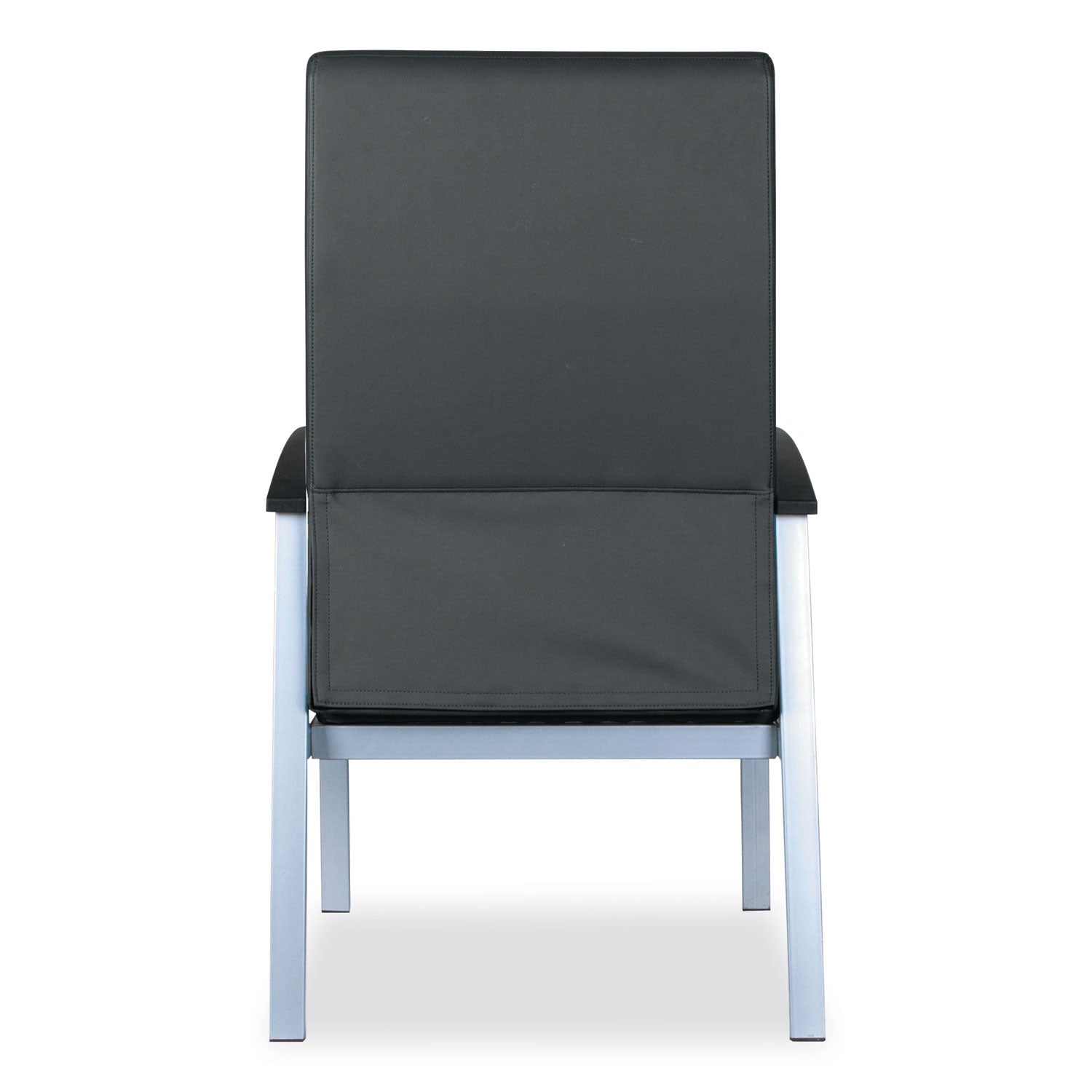 Alera® Alera metaLounge Series High-Back Guest Chair, 24.6" x 26.96" x 42.91", Black Seat, Black Back, Silver Base