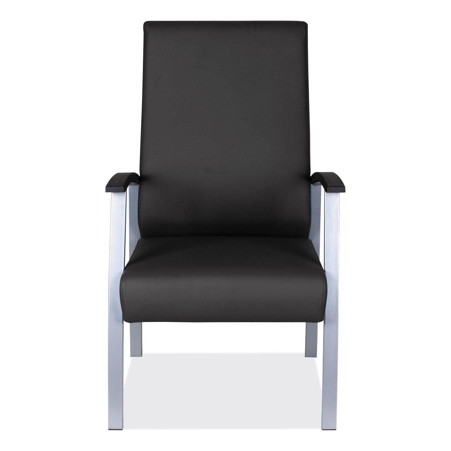 Alera® Alera metaLounge Series High-Back Guest Chair, 24.6" x 26.96" x 42.91", Black Seat, Black Back, Silver Base