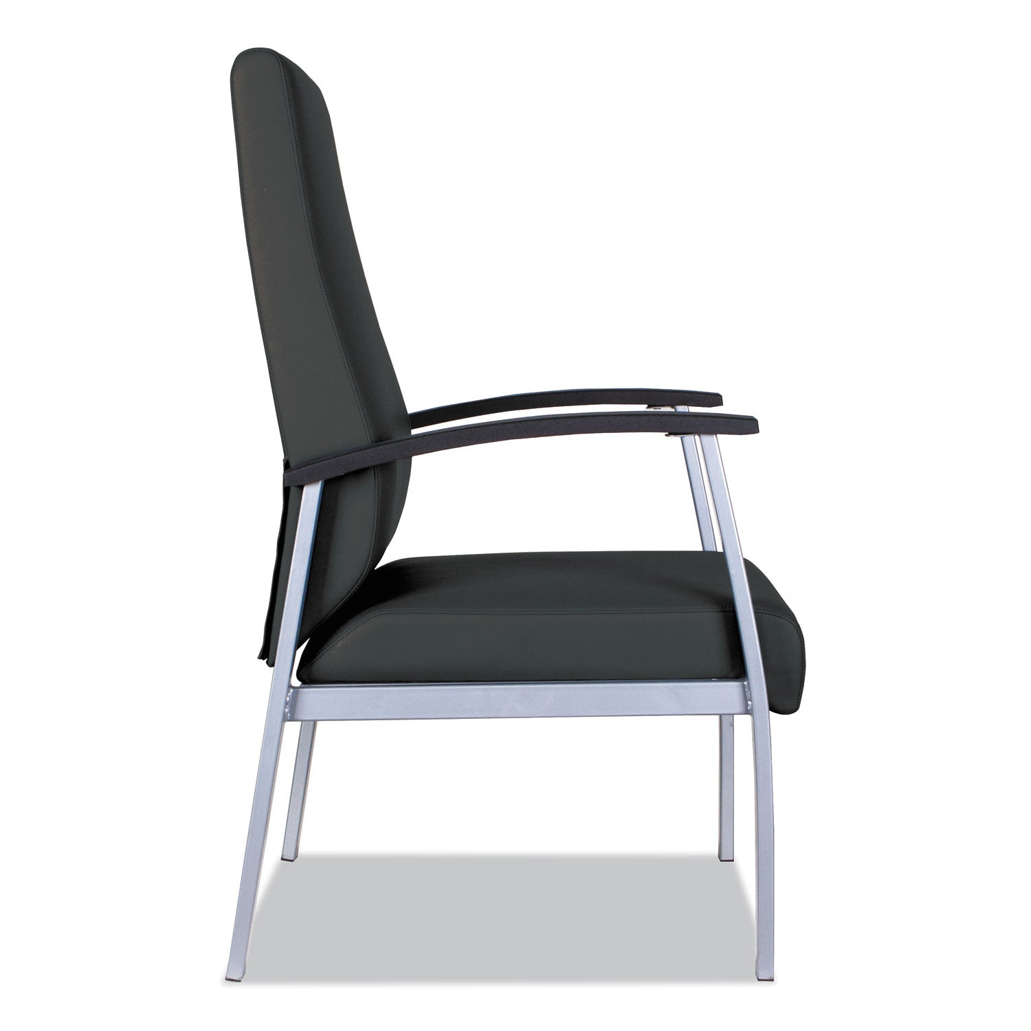 Alera® Alera metaLounge Series High-Back Guest Chair, 24.6" x 26.96" x 42.91", Black Seat, Black Back, Silver Base