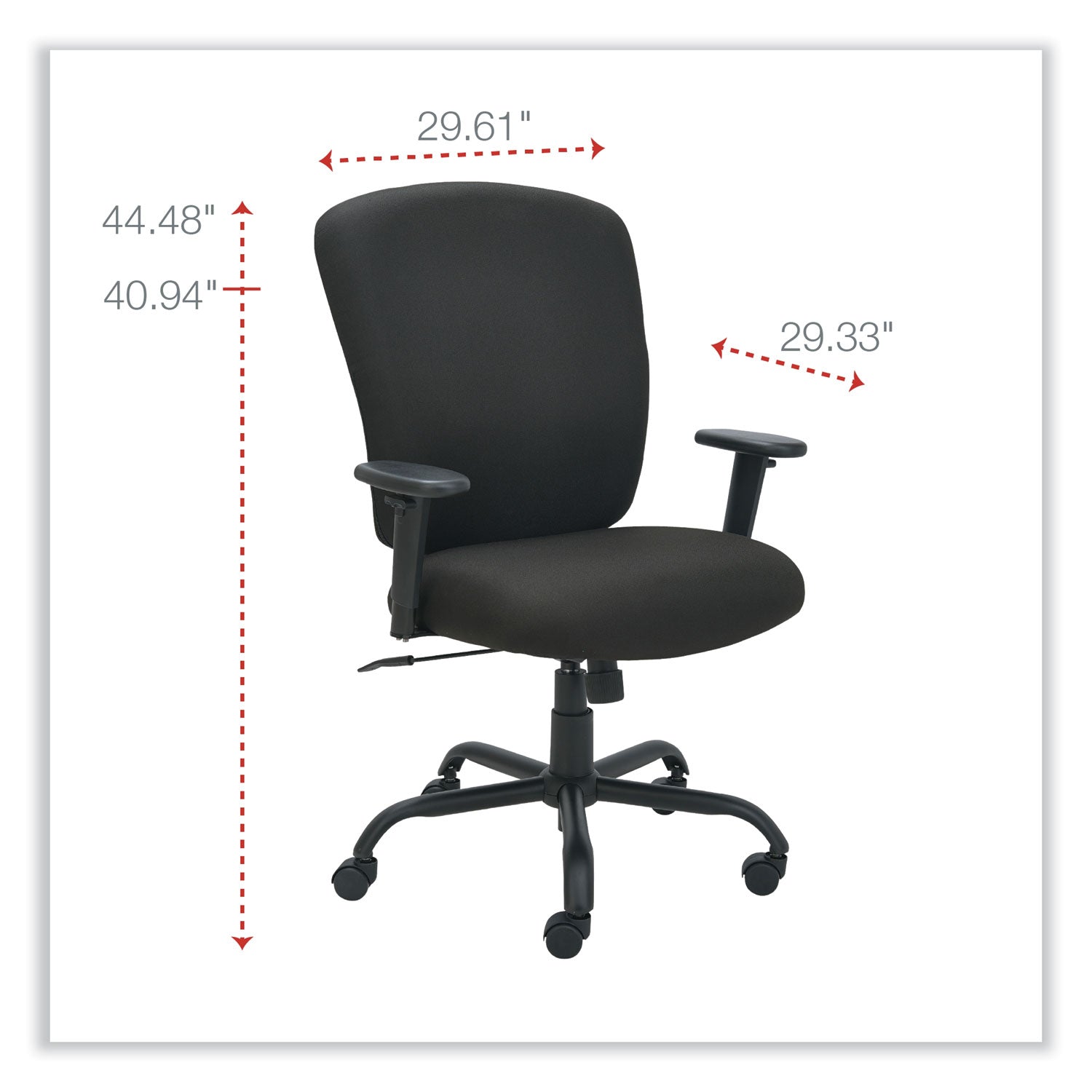 Alera® Alera Mota Series Big and Tall Chair, Supports Up to 450 lb, 19.68" to 23.22" Seat Height, Black