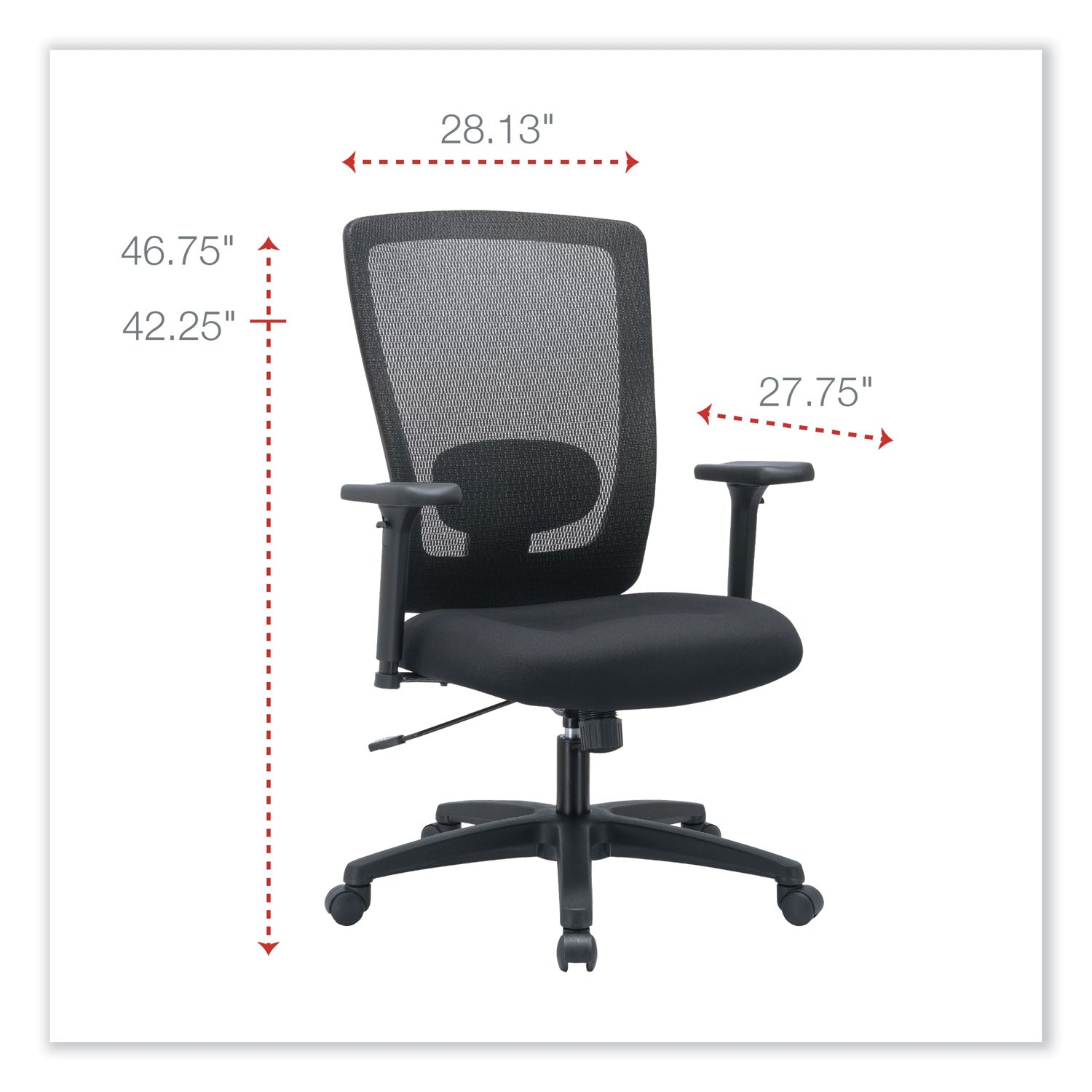 Alera® Alera Envy Series Mesh High-Back Swivel/Tilt Chair, Supports Up to 250 lb, 16.88" to 21.5" Seat Height, Black