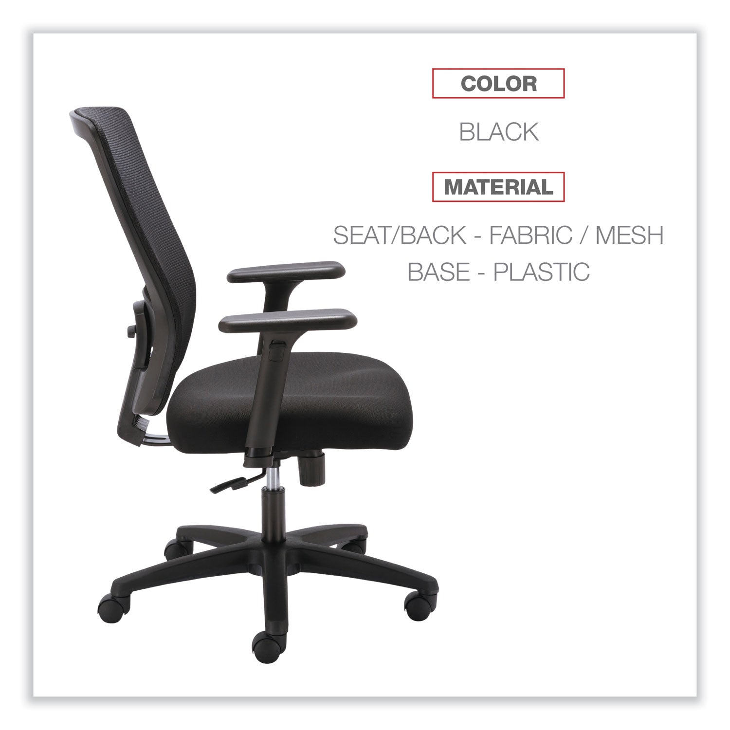 Alera® Alera Envy Series Mesh High-Back Swivel/Tilt Chair, Supports Up to 250 lb, 16.88" to 21.5" Seat Height, Black