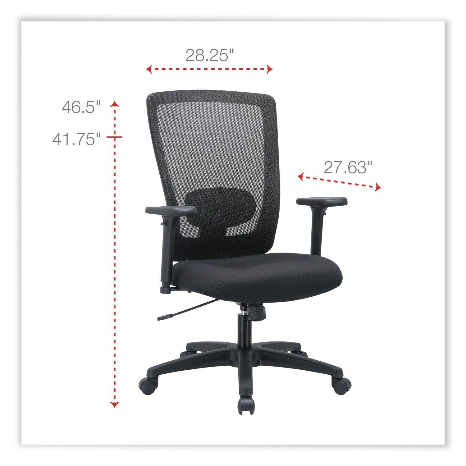 Alera® Alera Envy Series Mesh High-Back Multifunction Chair, Supports Up to 250 lb, 16.88" to 21.5" Seat Height, Black