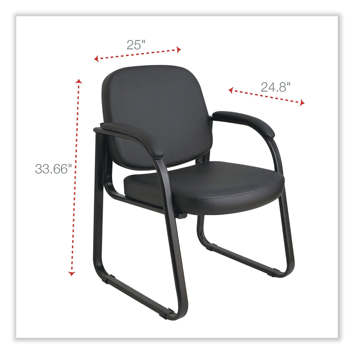 Alera® Alera Genaro Series Fabric Half-Back Sled Base Guest Chair, 25" x 24.80" x 33.66", Black Seat, Black Back, Black Base