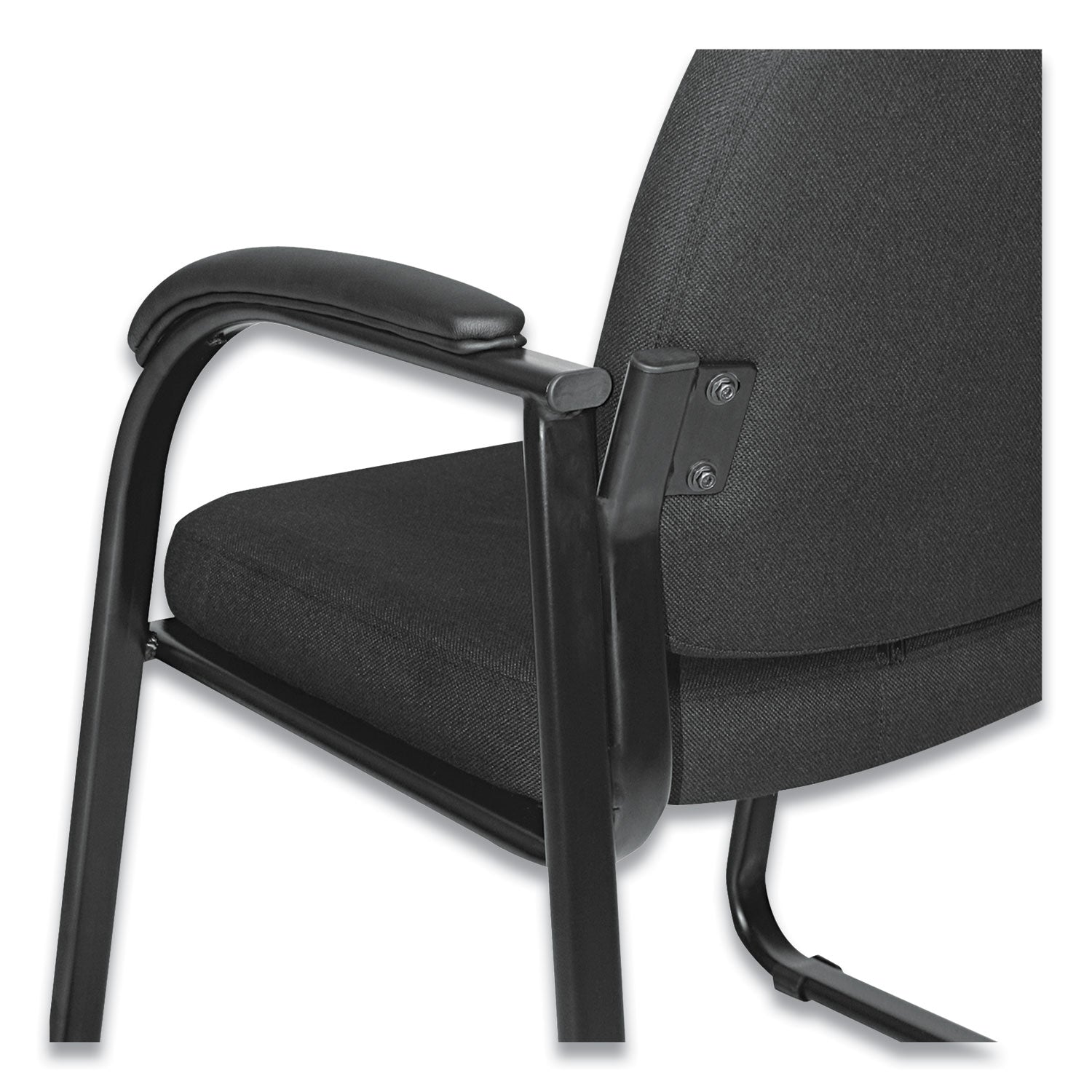 Alera® Alera Genaro Series Fabric Half-Back Sled Base Guest Chair, 25" x 24.80" x 33.66", Black Seat, Black Back, Black Base