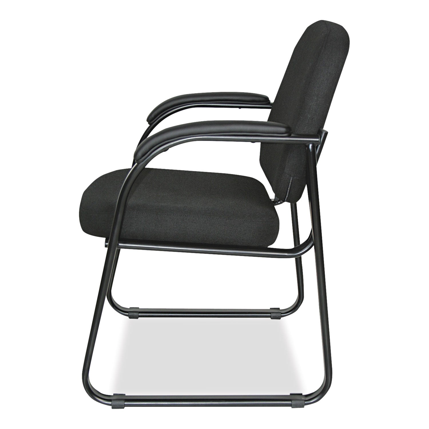 Alera® Alera Genaro Series Fabric Half-Back Sled Base Guest Chair, 25" x 24.80" x 33.66", Black Seat, Black Back, Black Base