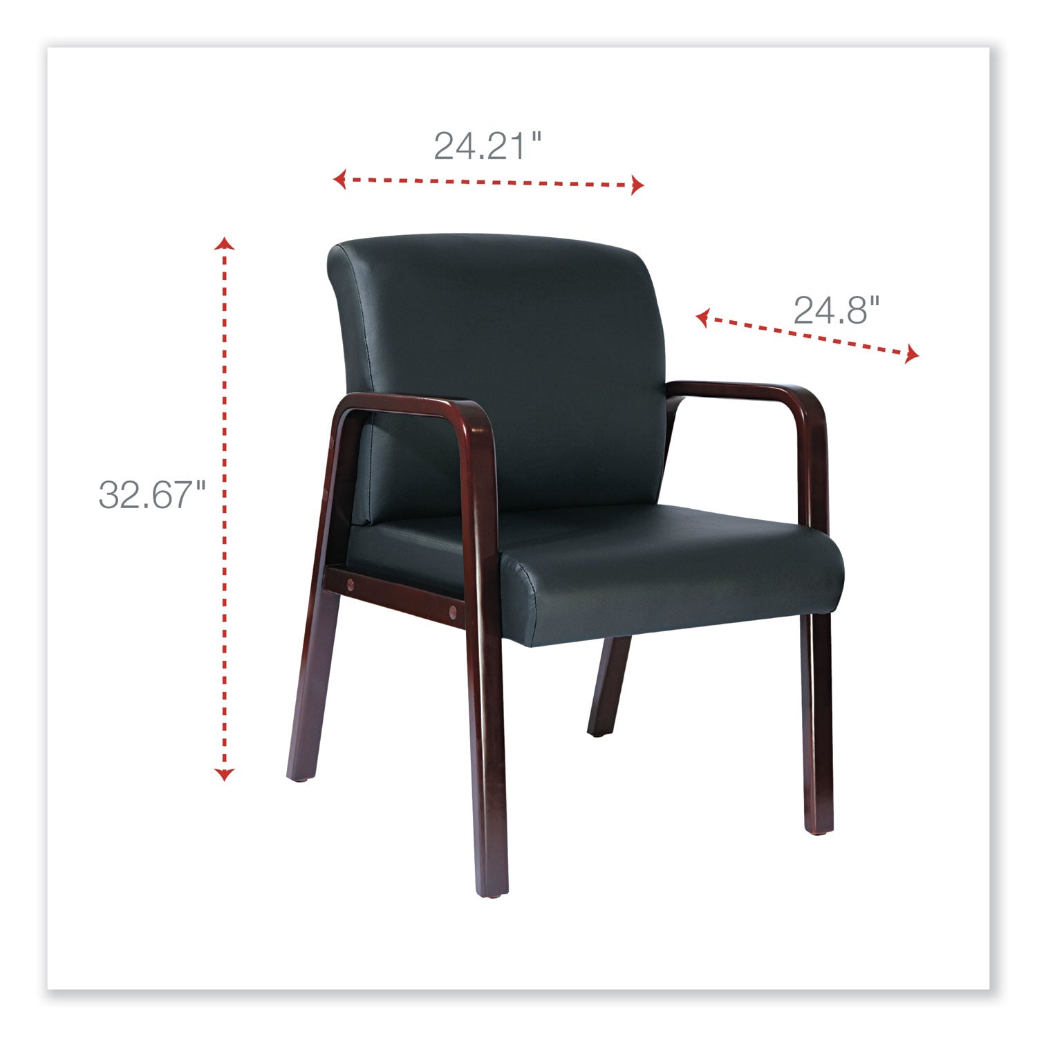 Alera® Alera Reception Lounge WL Series Guest Chair, 24.21" x 24.8" x 32.67", Black Seat, Black Back, Mahogany Base