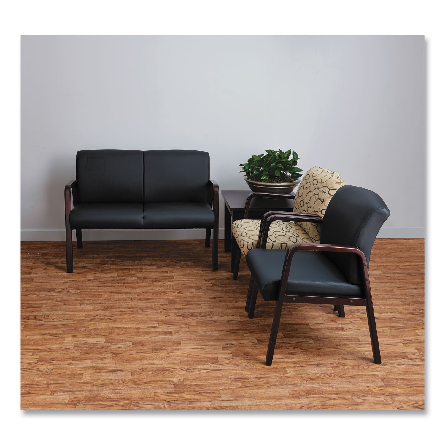 Alera® Alera Reception Lounge WL Series Guest Chair, 24.21" x 24.8" x 32.67", Black Seat, Black Back, Mahogany Base