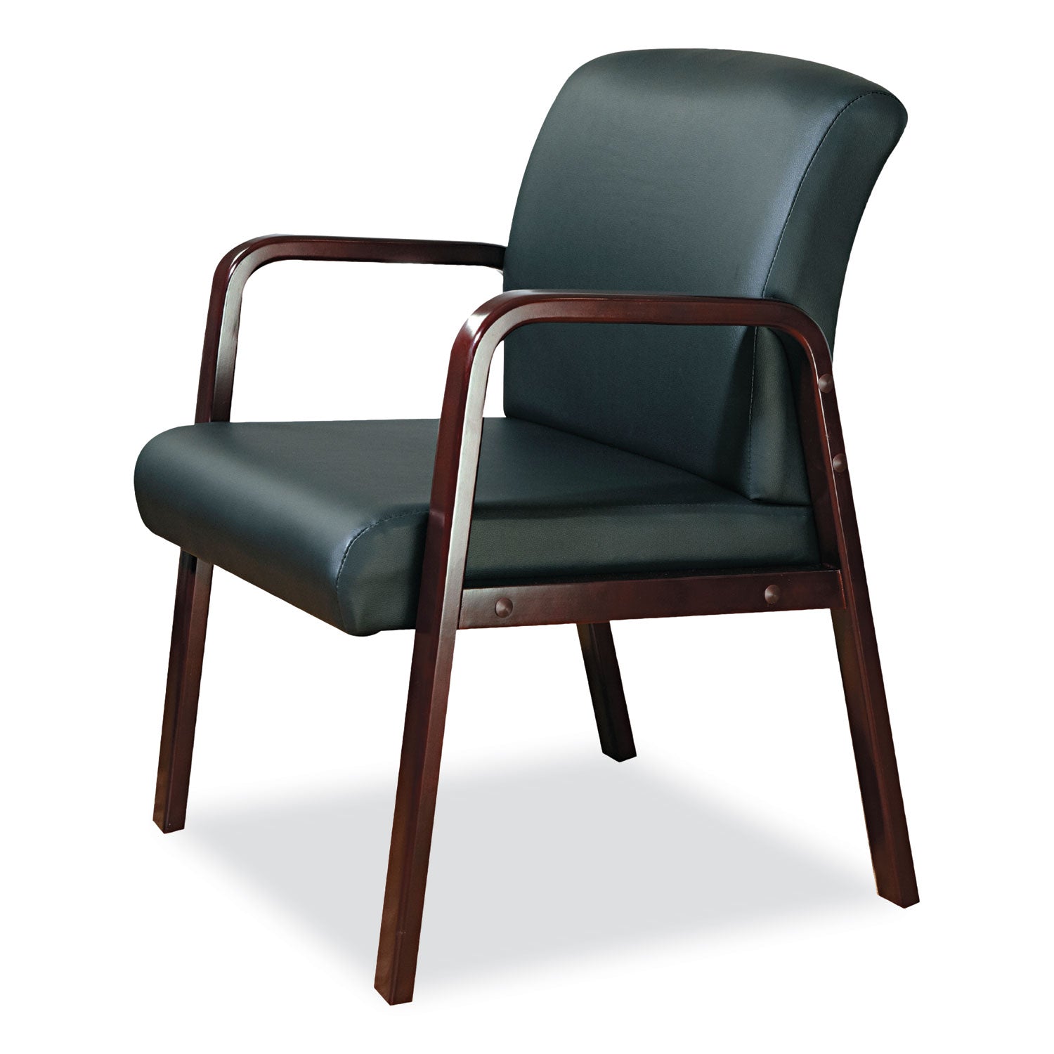 Alera® Alera Reception Lounge WL Series Guest Chair, 24.21" x 24.8" x 32.67", Black Seat, Black Back, Mahogany Base