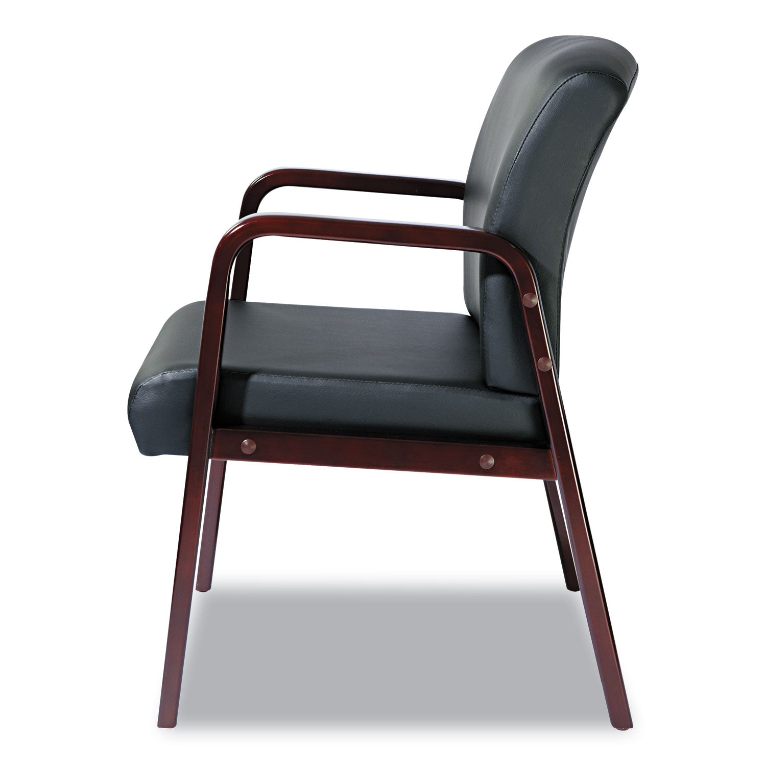 Alera® Alera Reception Lounge WL Series Guest Chair, 24.21" x 24.8" x 32.67", Black Seat, Black Back, Mahogany Base