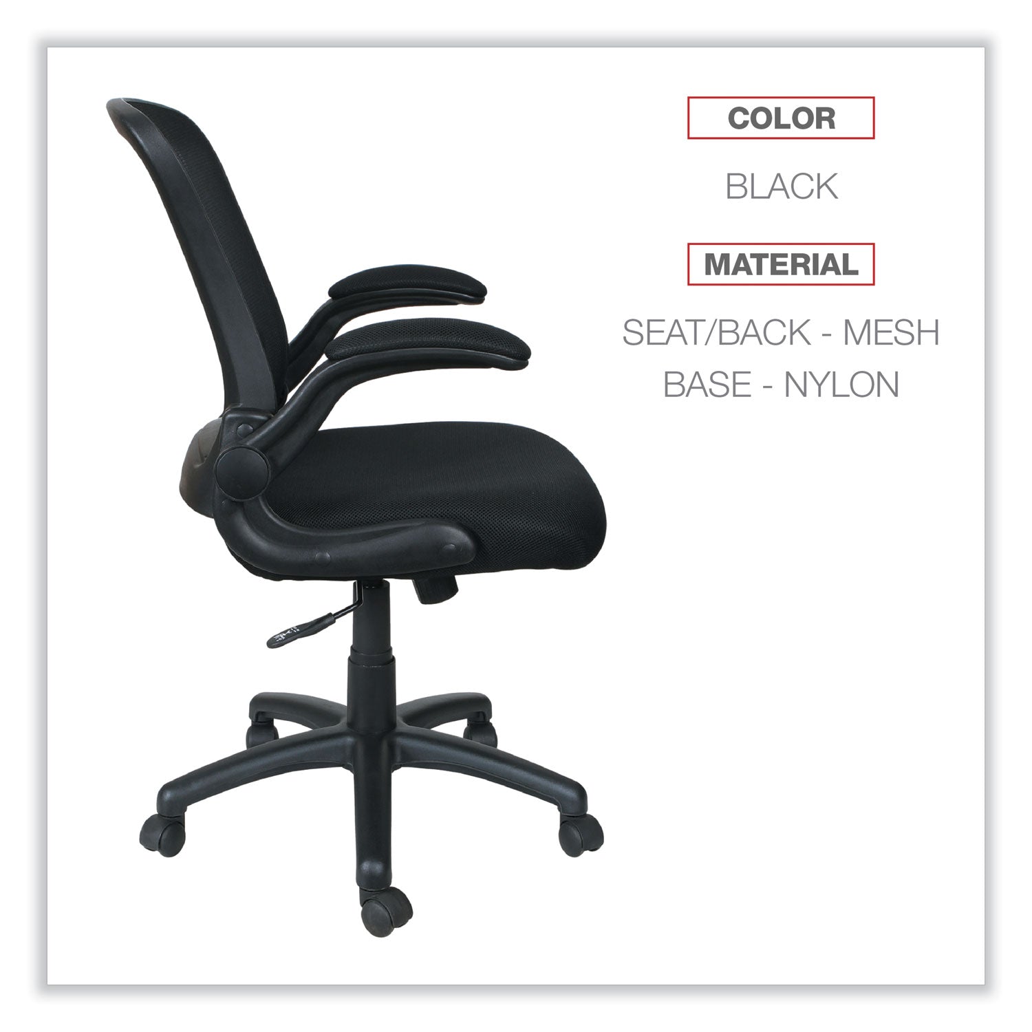 Alera® Alera EB-E Series Swivel/Tilt Mid-Back Mesh Chair, Supports Up to 275 lb, 18.11" to 22.04" Seat Height, Black