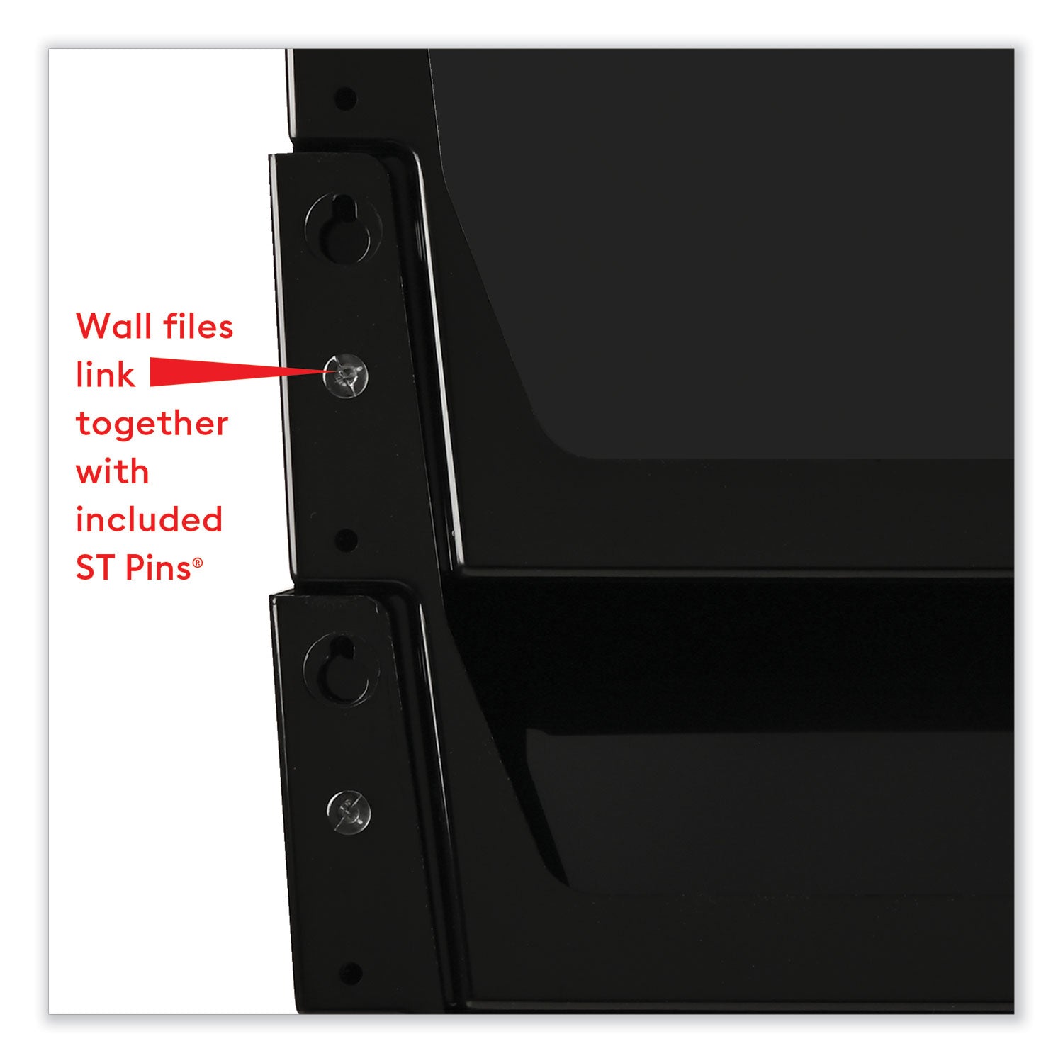 deflecto® DocuPocket Stackable Three-Pocket Partition Wall File, 3 Sections, Letter Size, 13" x 4", Black