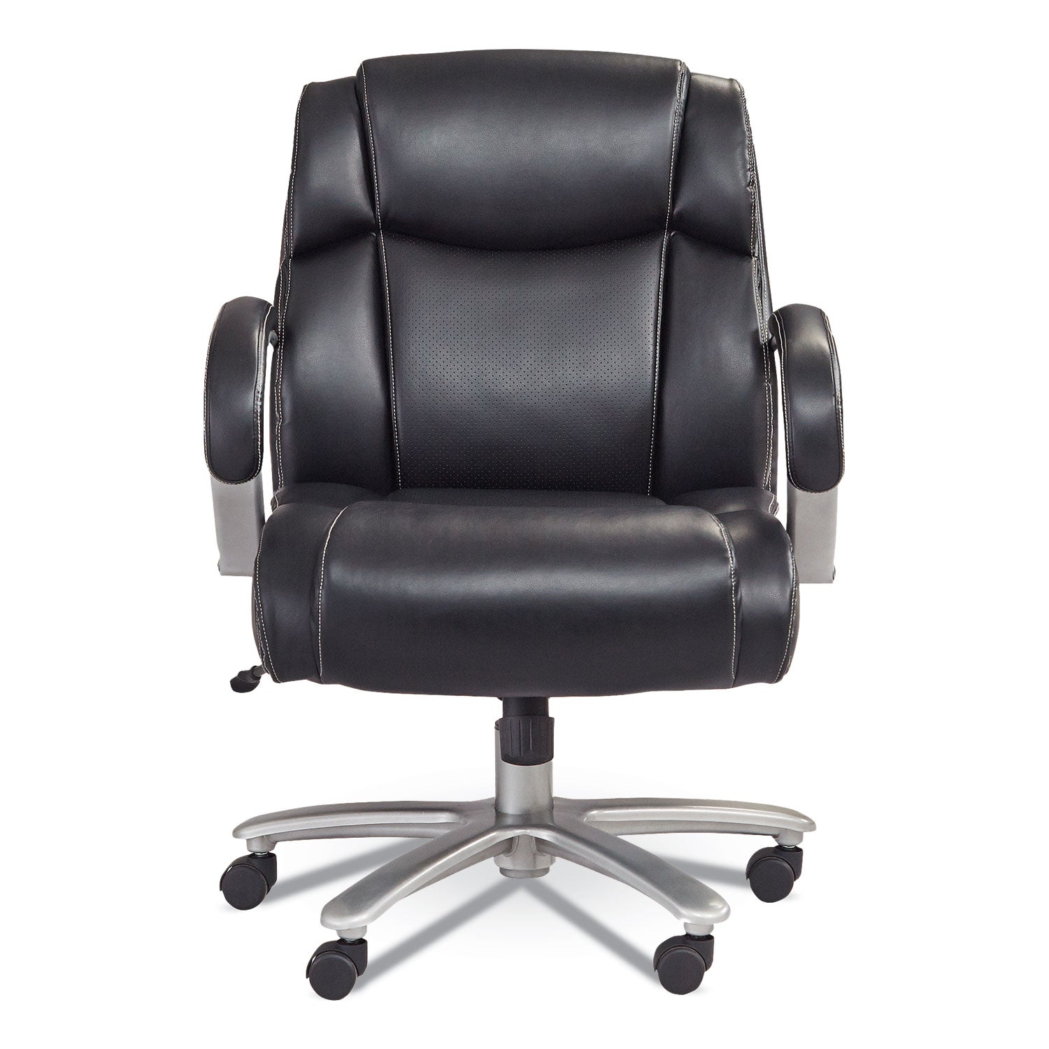 Safco® Lineage Big & Tall Mid Back Task Chair 24.5" Back, Supports 350 lb, 19.5" to 23.25" Seat Height, Black Seat, Chrome Base