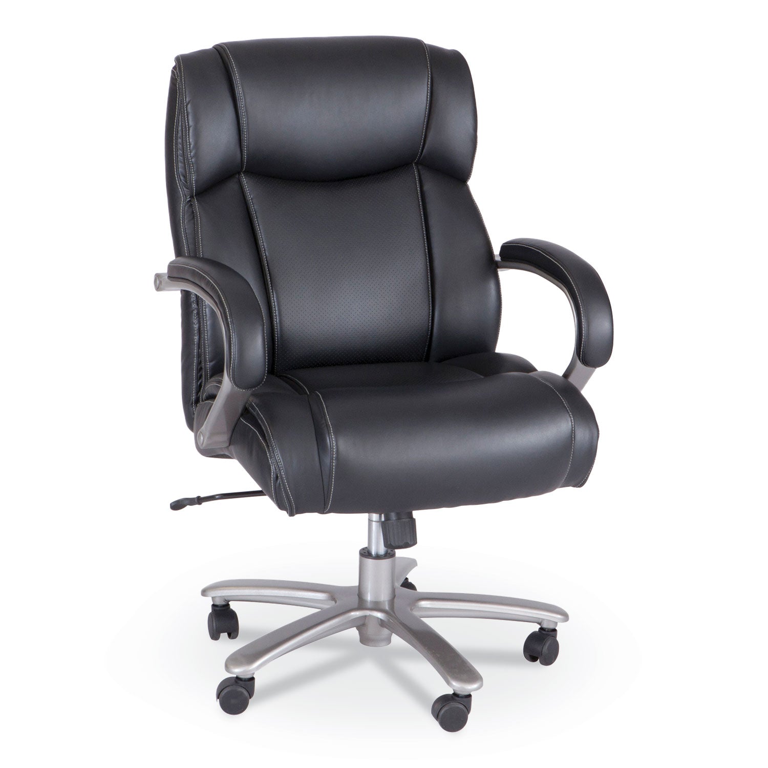 Lineage Big & Tall Mid Back Task Chair 28" Back, Supports Up to 400 lb, 21.5" to 25.25" Seat Height, Black Seat, Chrome Base