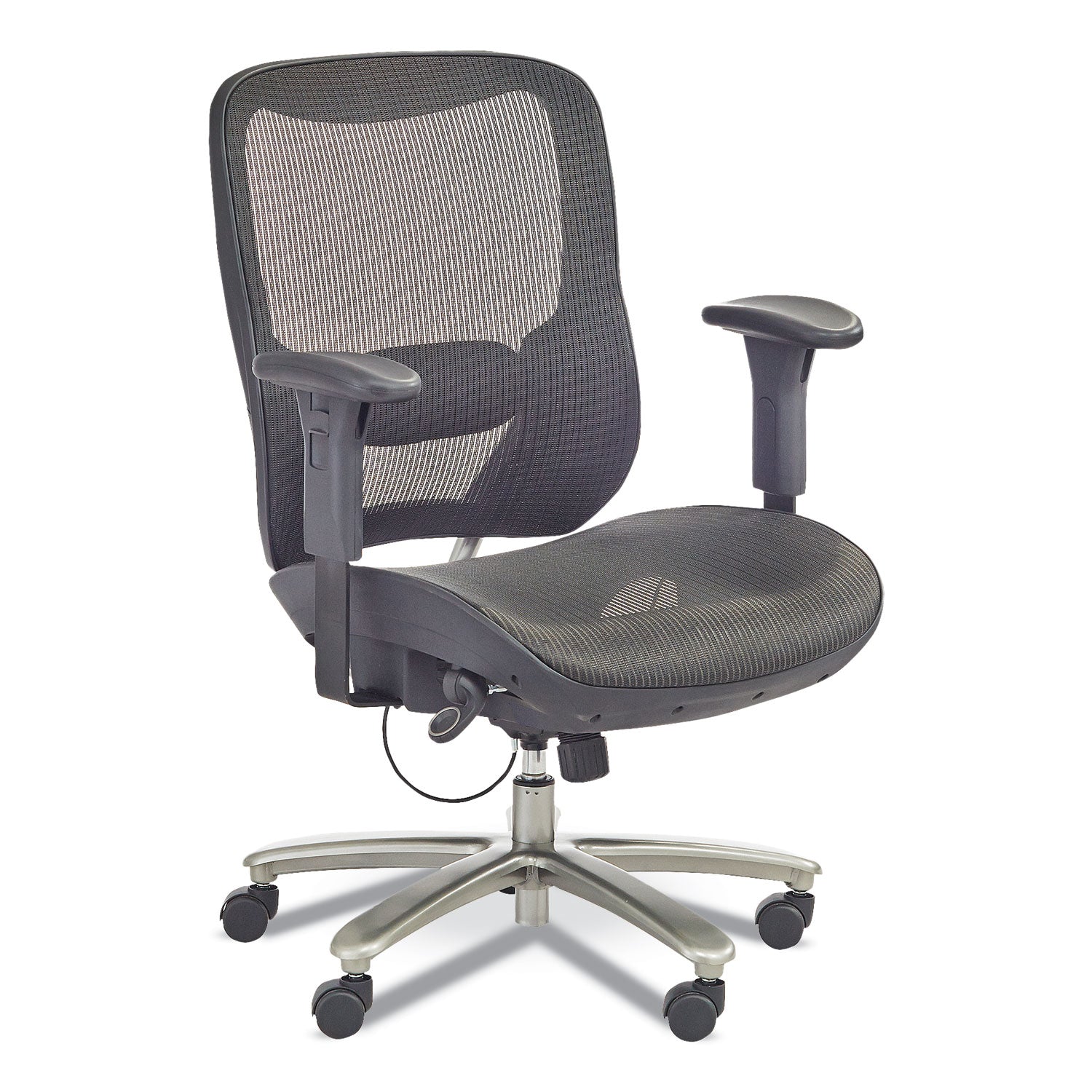 Lineage Big & Tall All-Mesh Task Chair, Supports Up to 400 lb, 19.5" to 23.25" Seat Height, Black Seat, Chrome Base