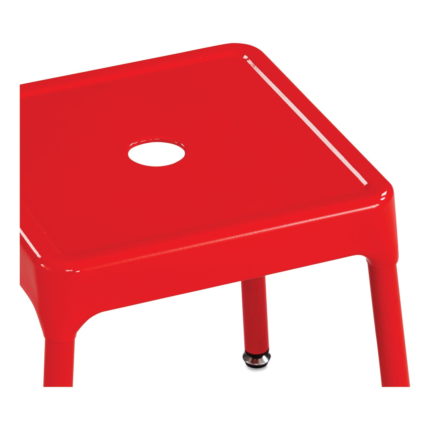 Safco® Steel Guest Stool, Backless, Supports Up to 275 lb, 15" to 15.5" Seat Height, Red Seat, Red Base