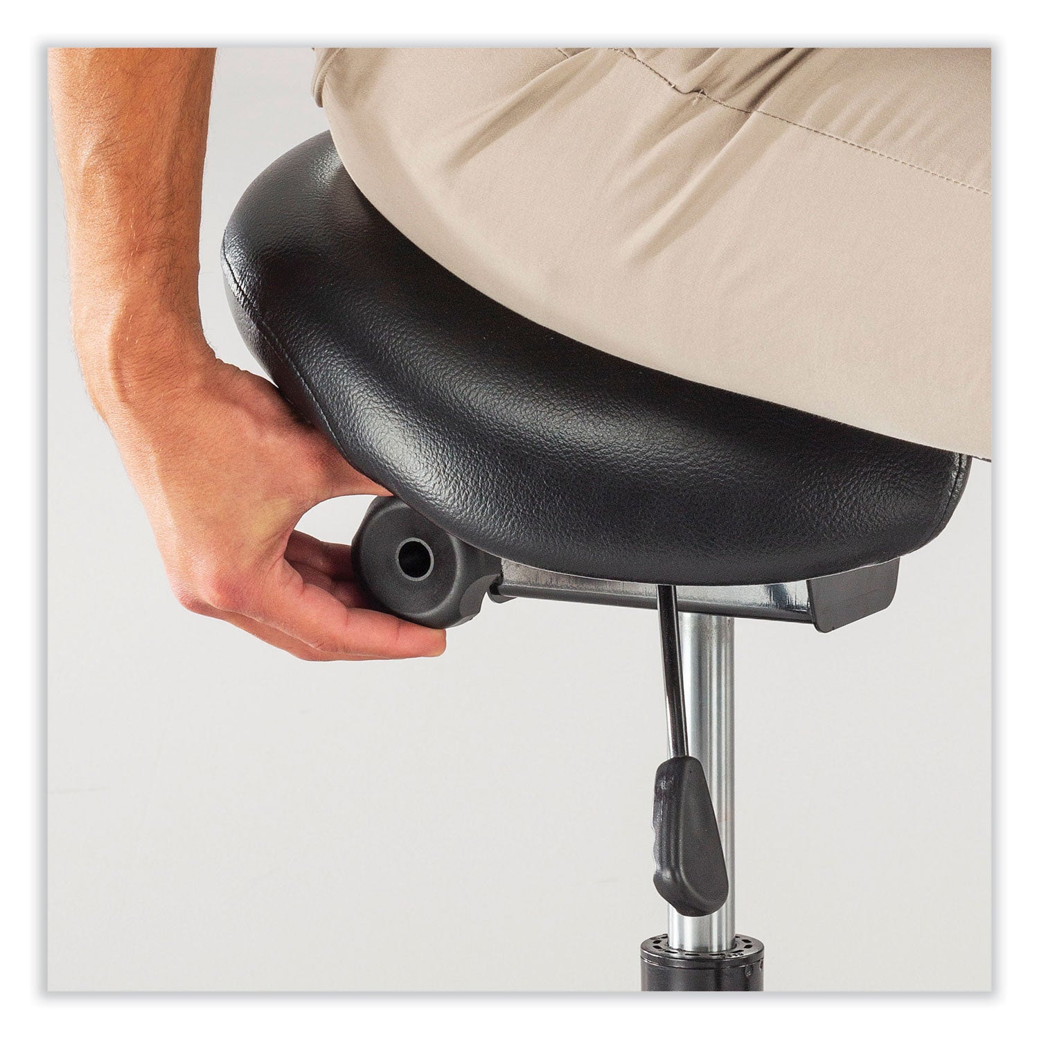 Safco® Twixt Extended-Height Saddle Seat Stool, Backless, Supports Up to 300 lb, 22.9" to 32.7" Seat Height, Black Seat