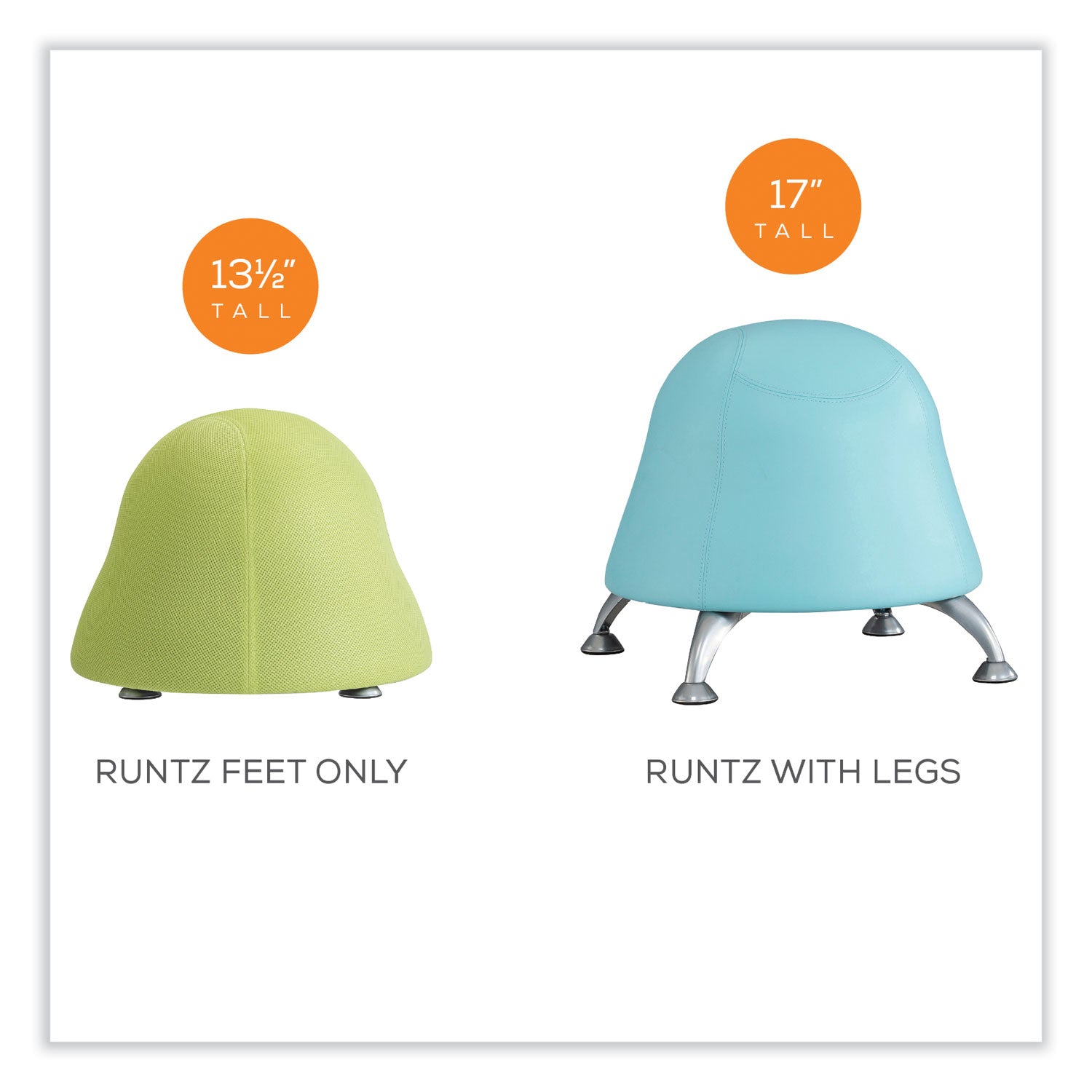 Safco® Runtz Ball Chair, Backless, Supports Up to 250 lb, Baby Blue Vinyl Seat, Silver Base