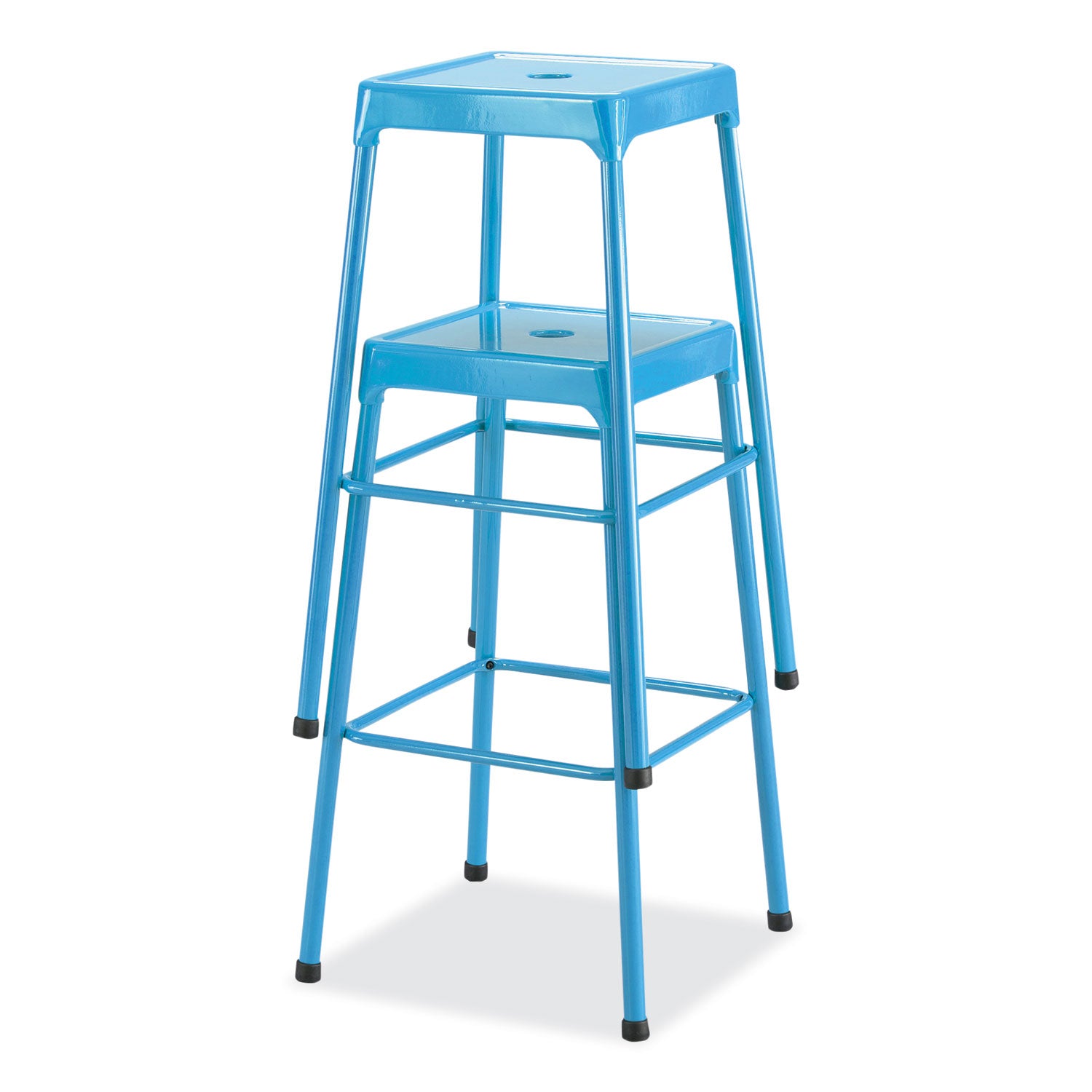 Safco® Steel Bar Stool, Backless, Supports Up to 275 lb, 29" Seat Height, Baby Blue Seat, Baby Blue Base