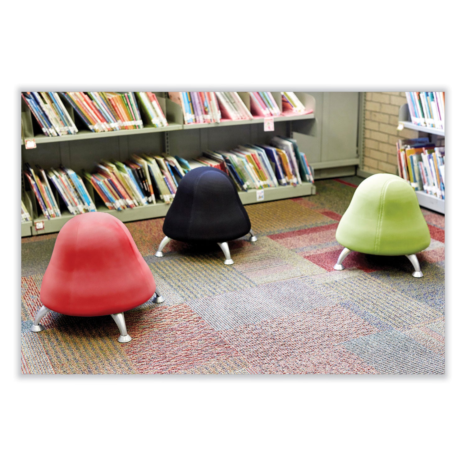 Safco® Runtz Ball Chair, Backless, Supports Up to 250 lb, Red Vinyl Seat, Silver Base